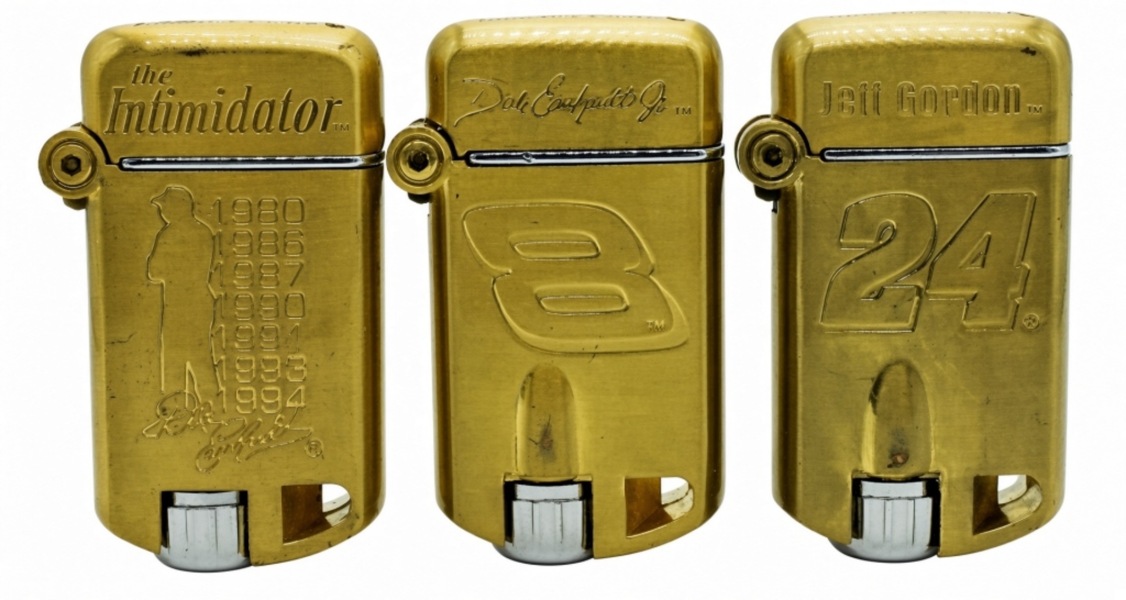 NASCAR 24k Gold Plated Butane Lighters Set of 3