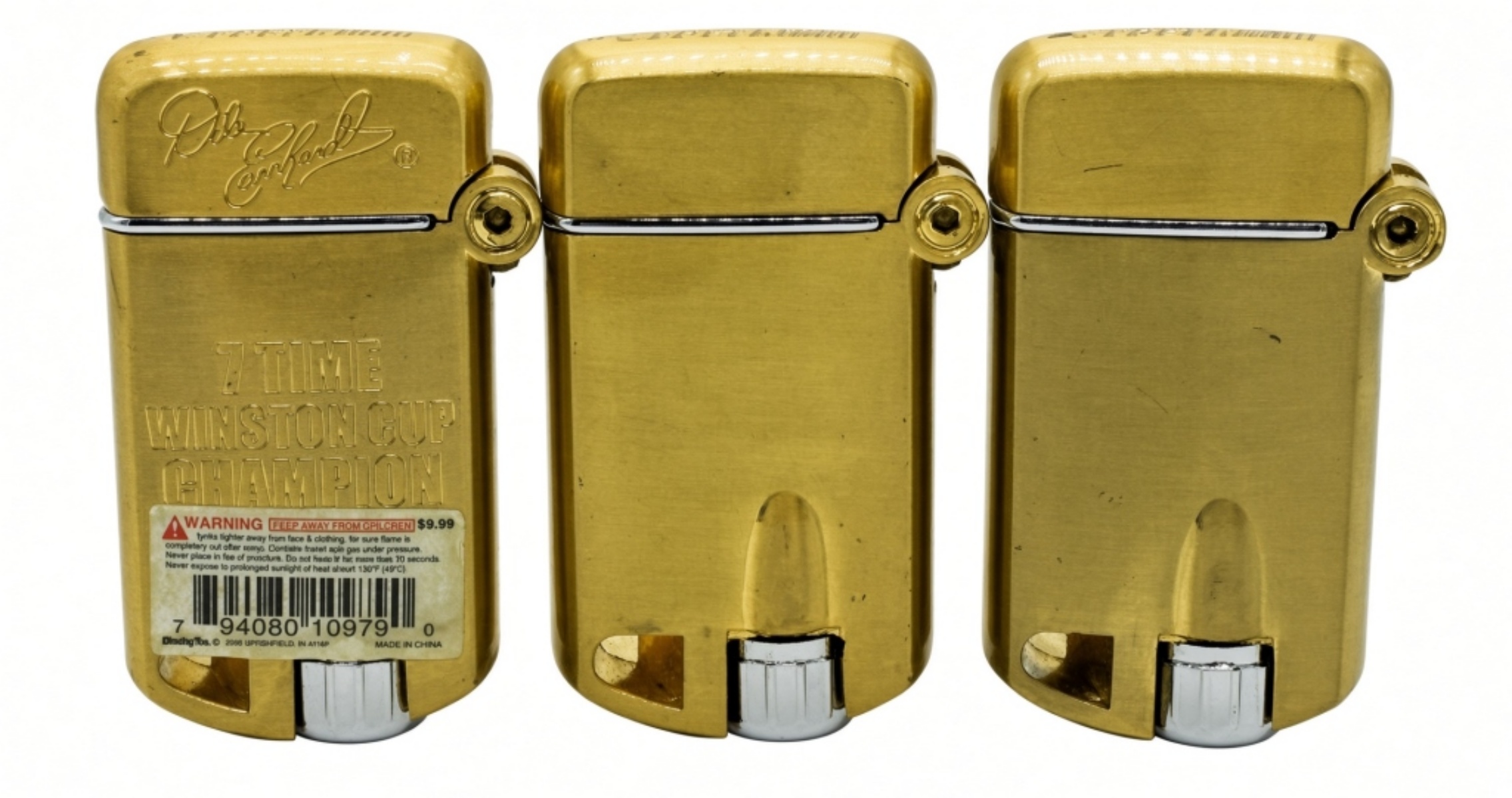 NASCAR 24k Gold Plated Butane Lighters Set of 3