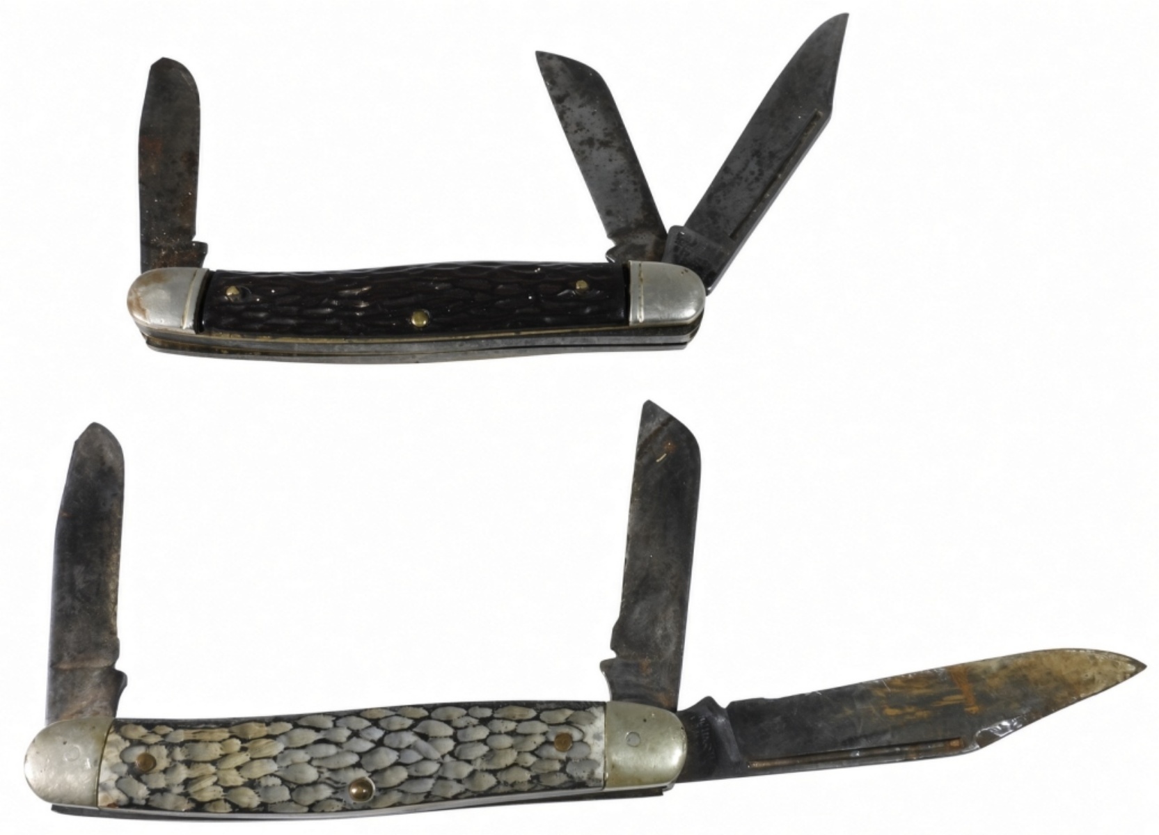 (2) Pocket Knives Jigged Handles