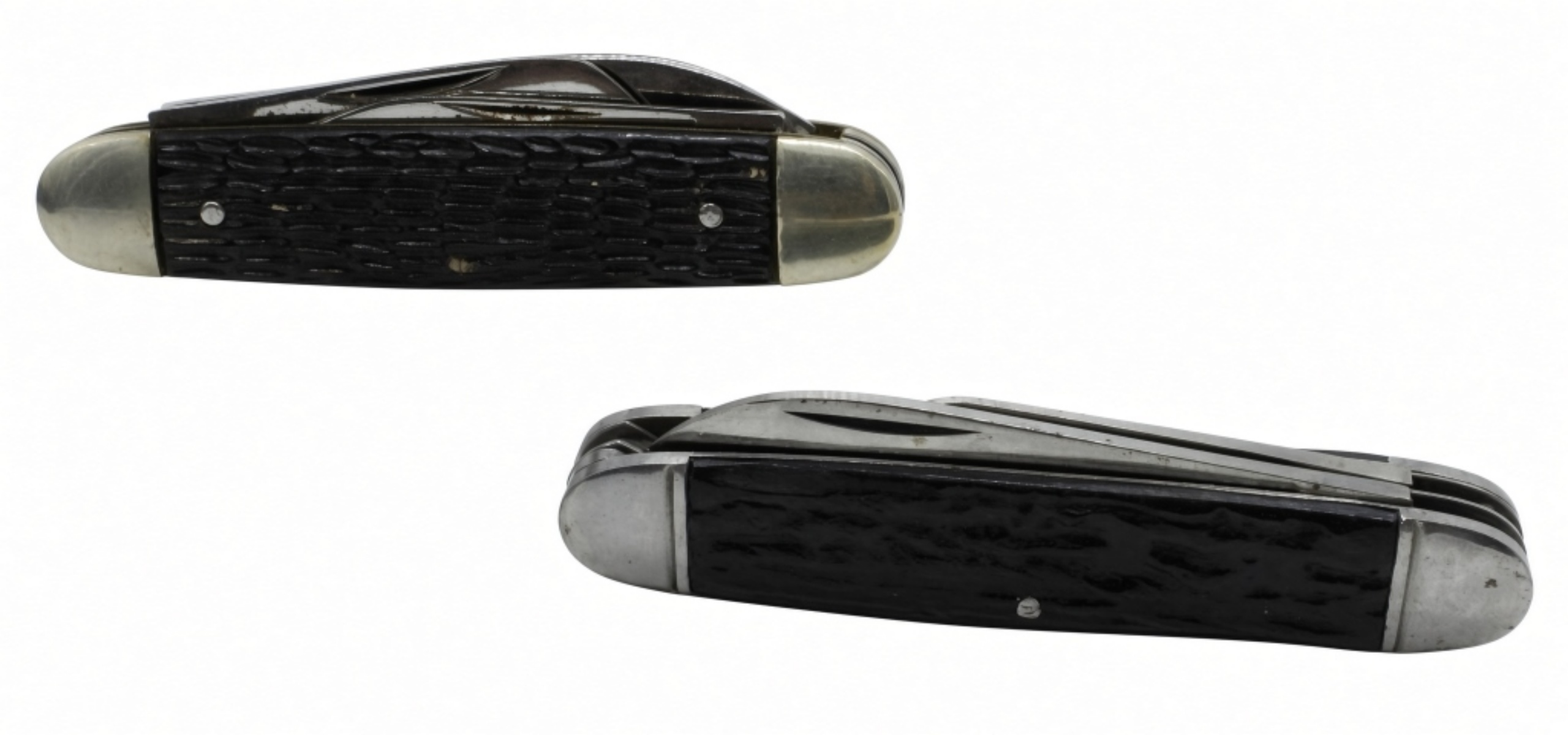 Stockman Pocket Knives, Black Textured Handles