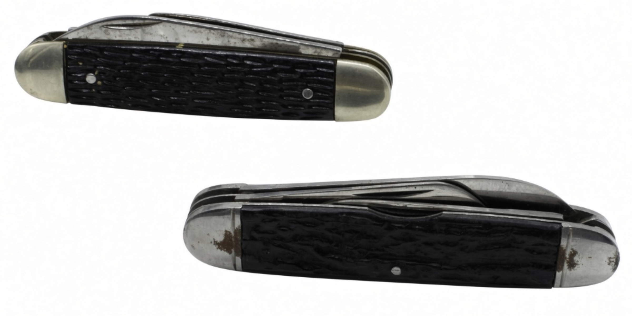 Stockman Pocket Knives, Black Textured Handles