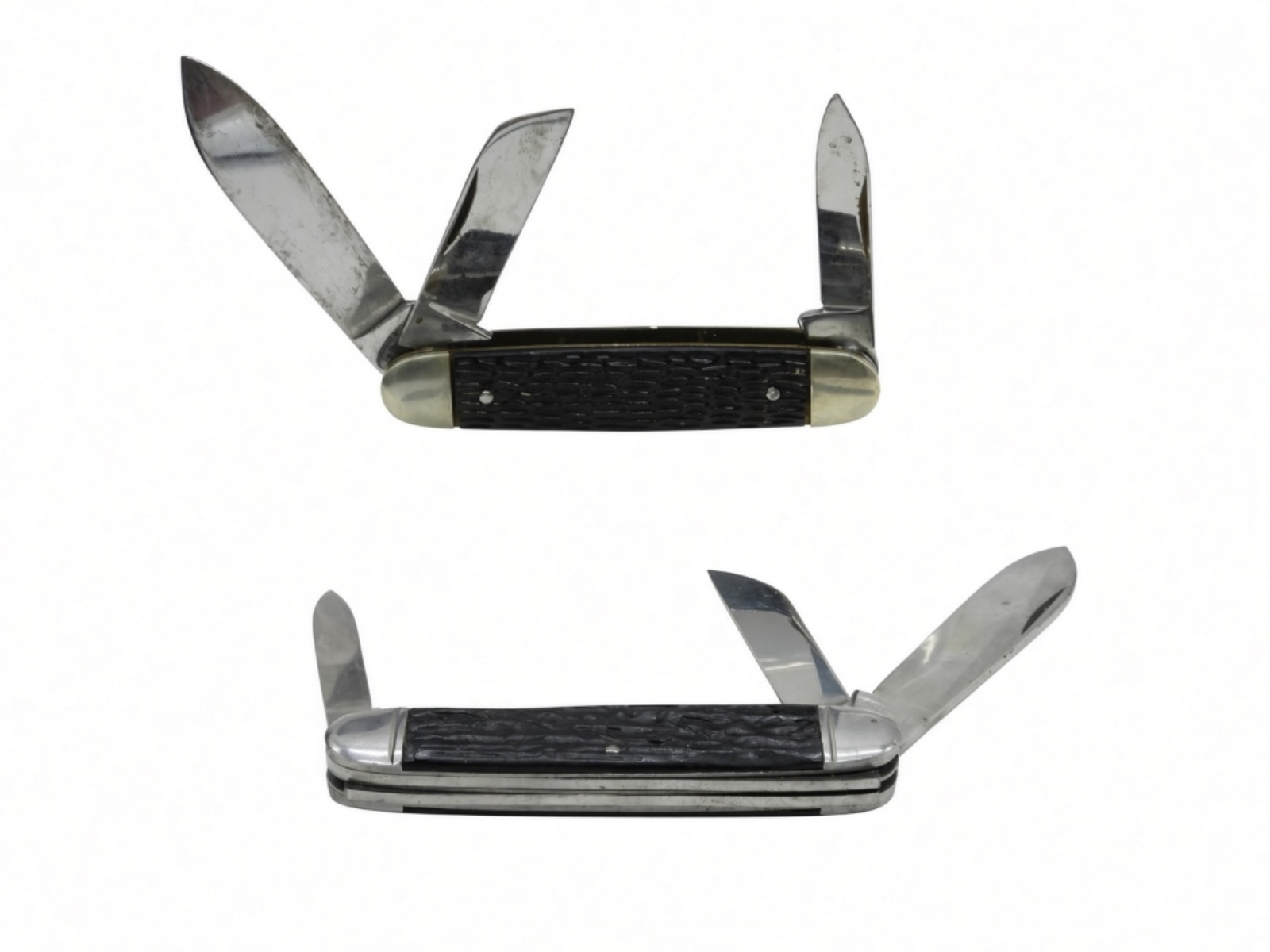 Stockman Pocket Knives, Black Textured Handles