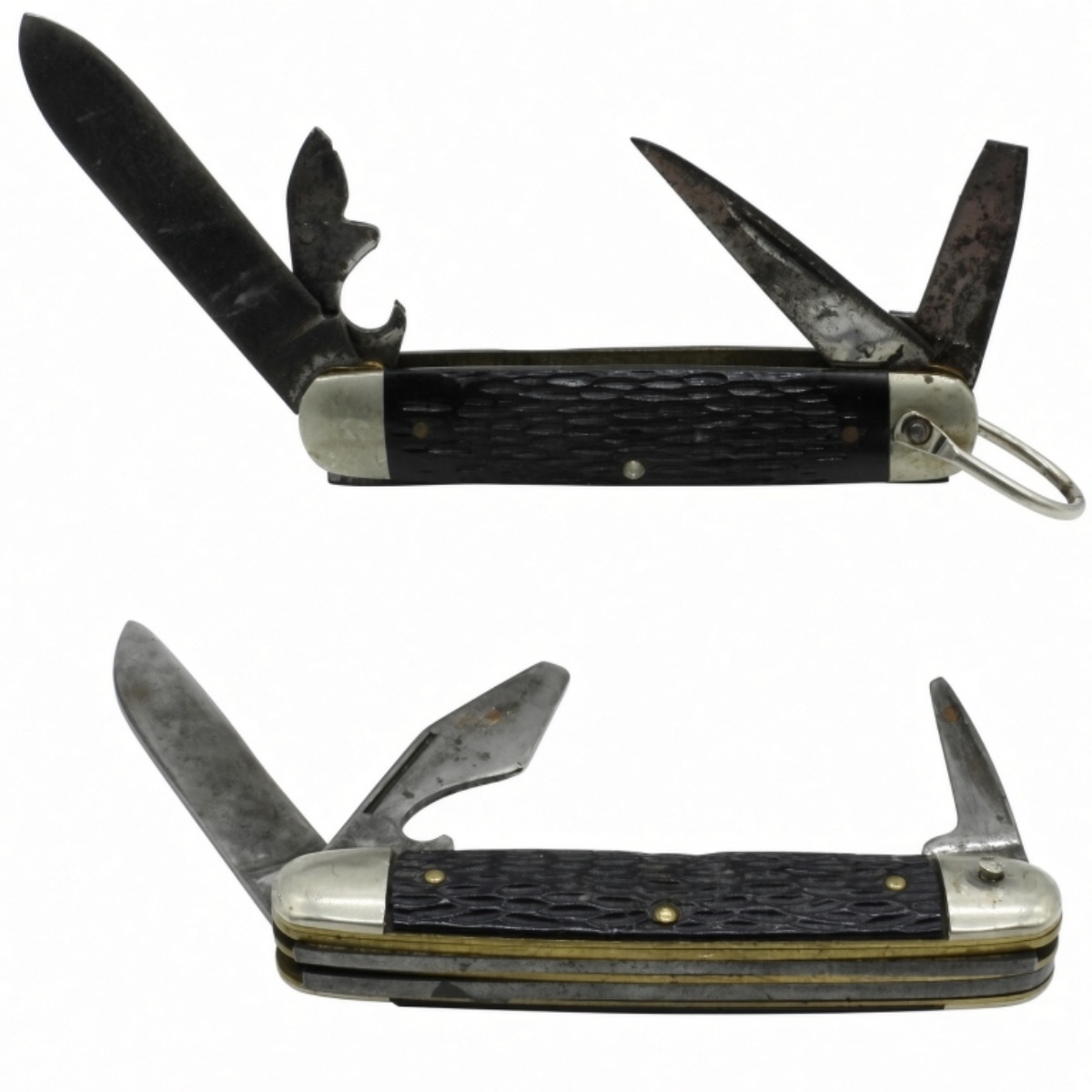 Stockman Pocket Knives, Black Textured Handles
