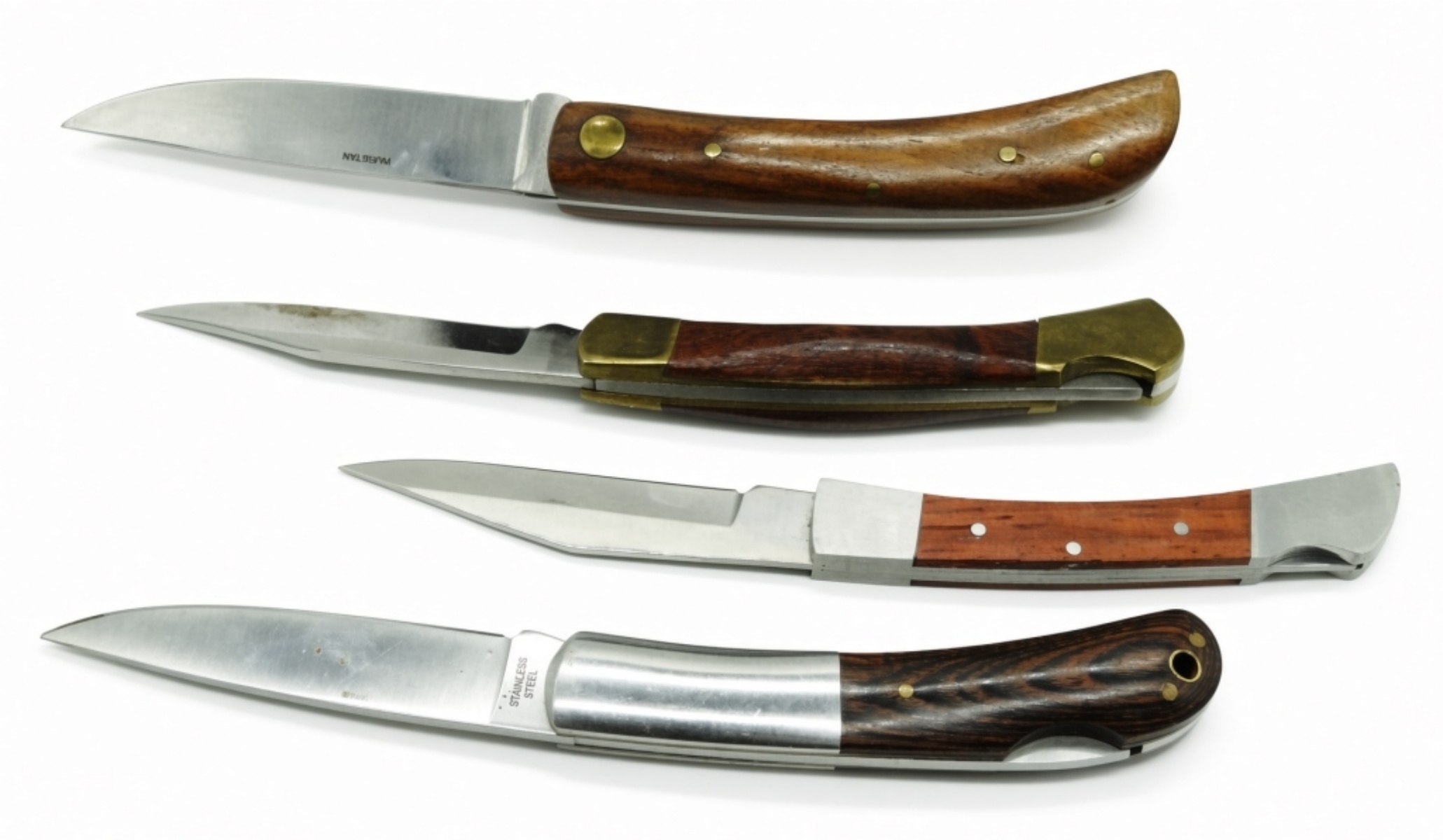 (4) Vintage Folding Knives w/ Wood Handles