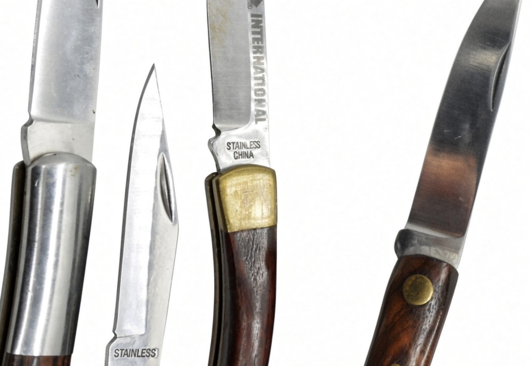 (4) Vintage Folding Knives w/ Wood Handles