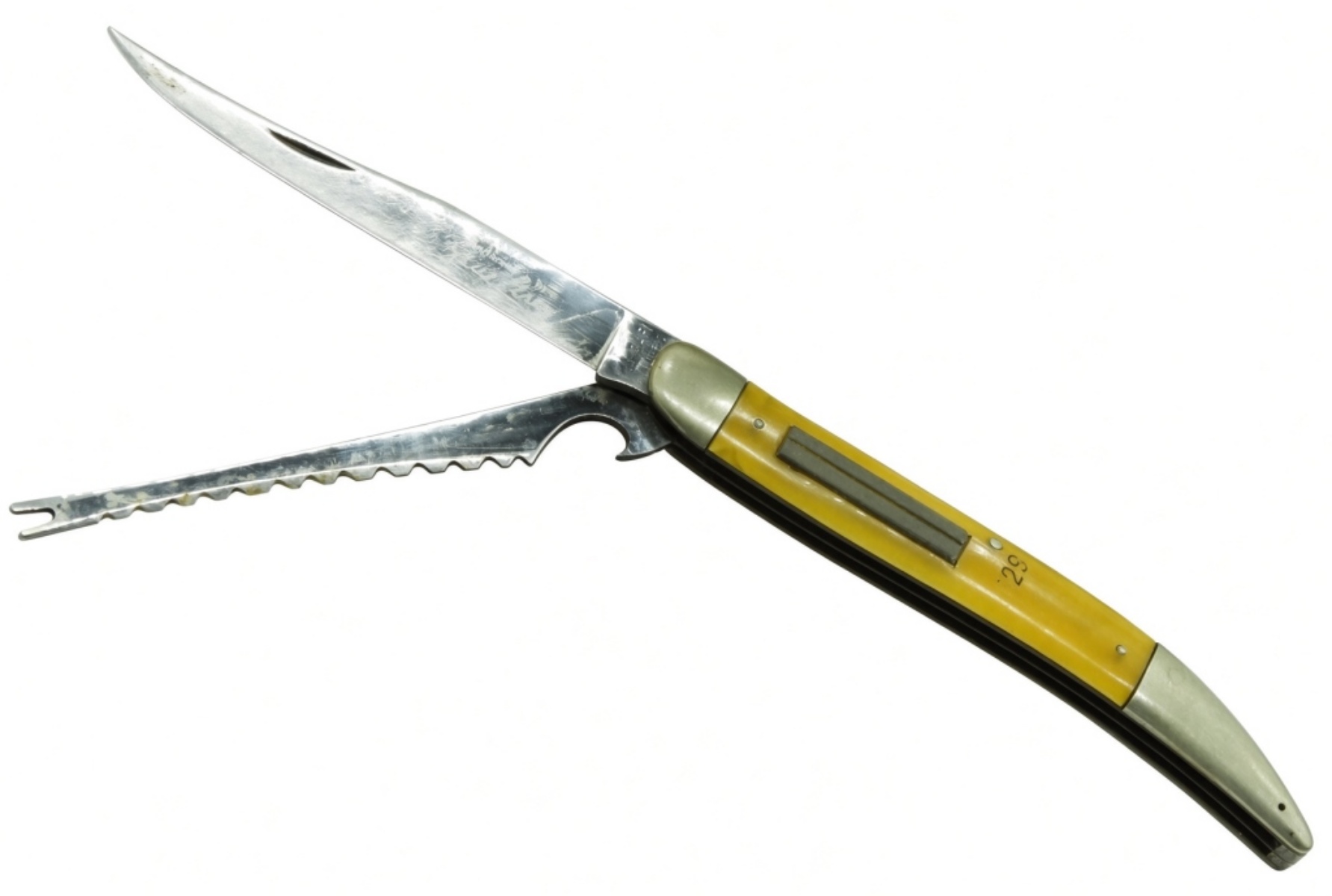 Ka-Bar Stainless Fishing Knife Yellow Handle
