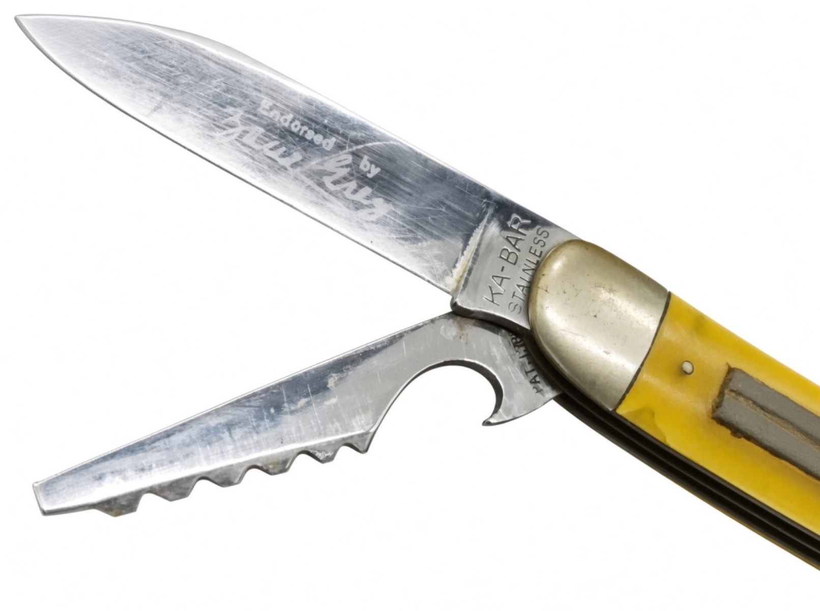Ka-Bar Stainless Fishing Knife Yellow Handle
