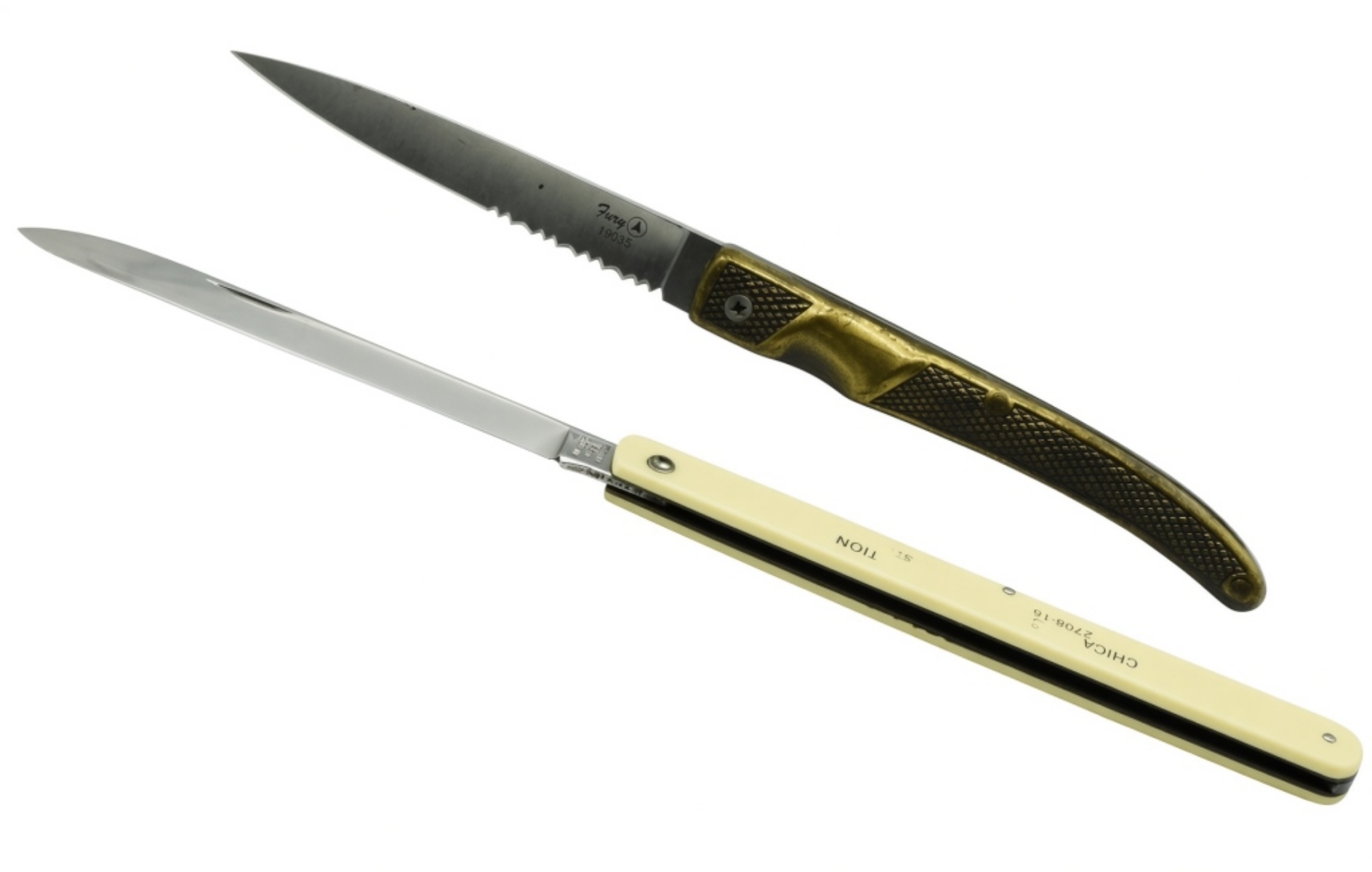 Vintage Fruit Knives, Brass & Bone Handles