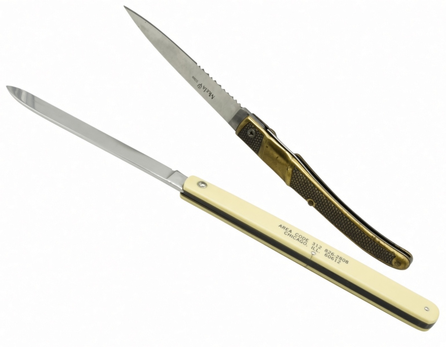 Vintage Fruit Knives, Brass & Bone Handles