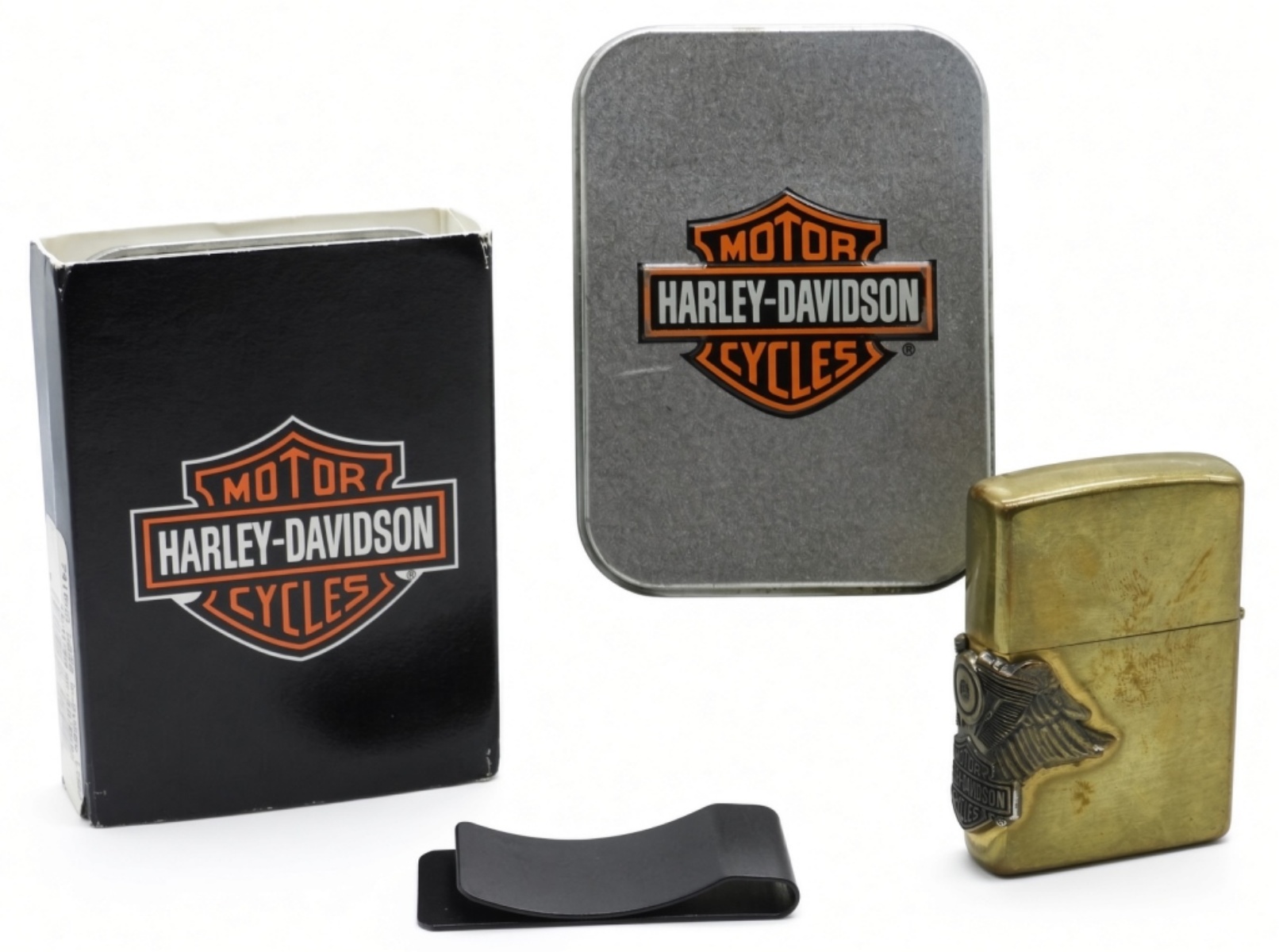Harley-Davidson Brass Lighter With Money Clip