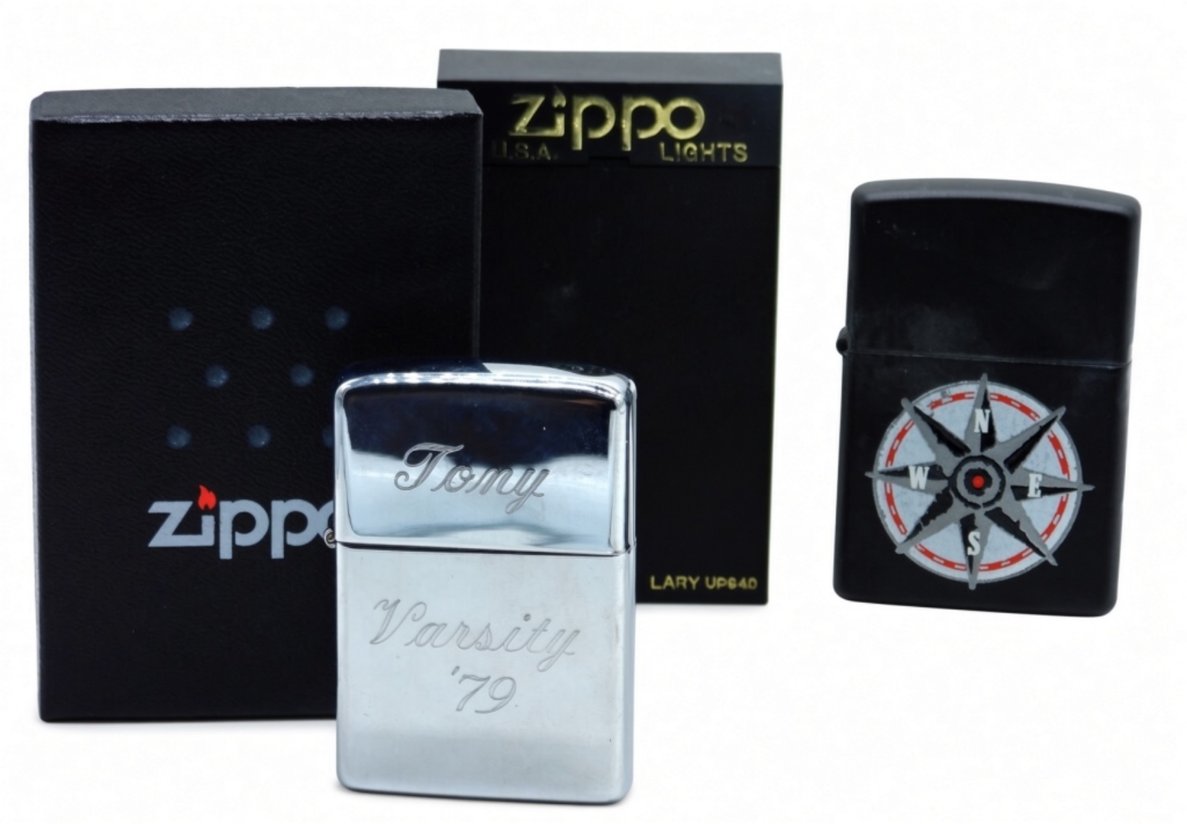 Zippo Chrome Lighters, Personalized & Compass