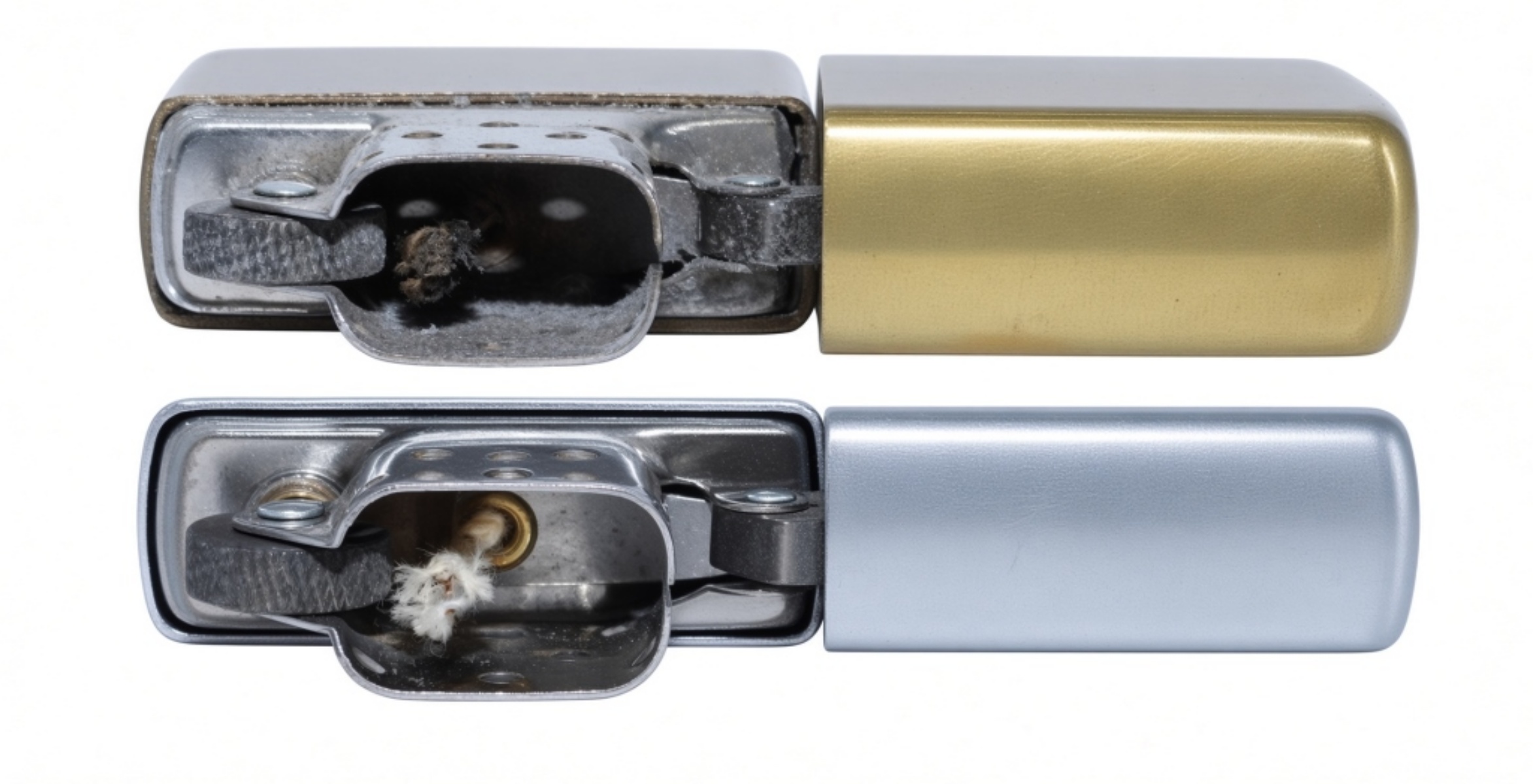 Zippo Chrome & Brass Lighters, 1996 & 2001