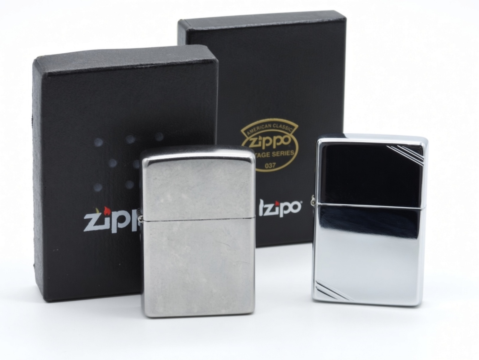 Zippo Chrome Lighter Pair, 2003 & 2013