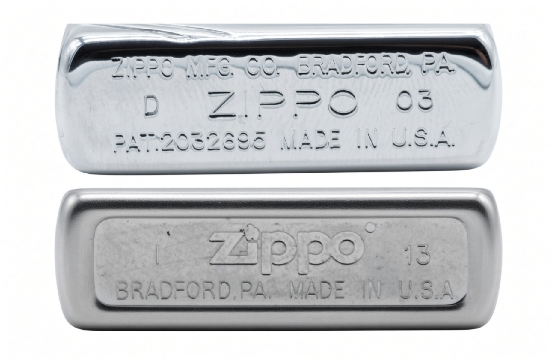 Zippo Chrome Lighter Pair, 2003 & 2013