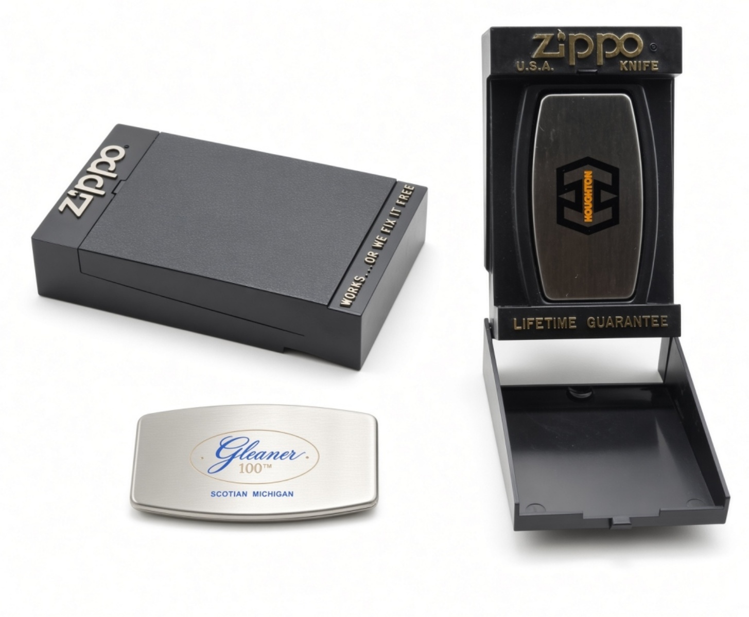 Zippo Advertising Knives - Gleaner & Houghton