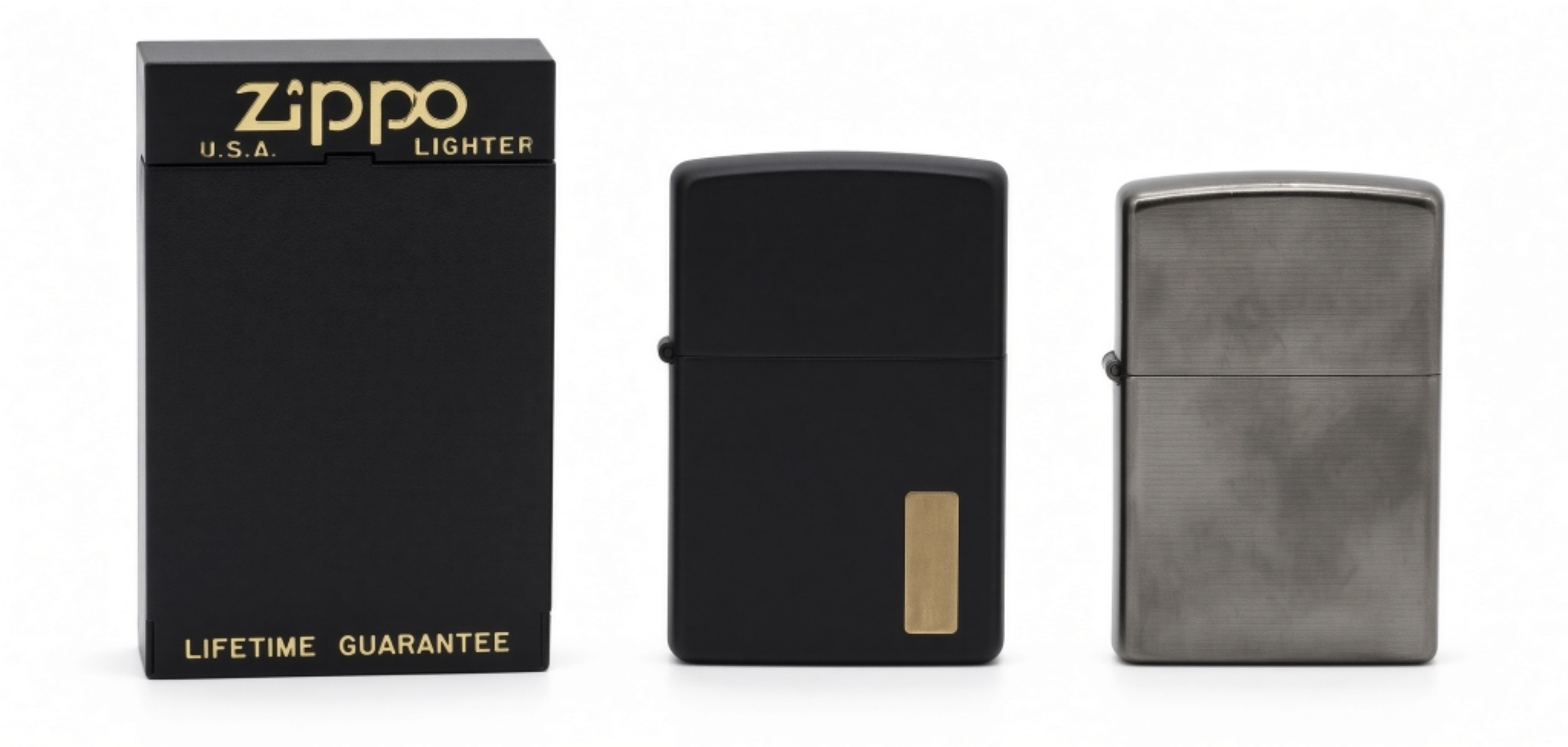 (2) Zippo's Black Matte & Brushed 2005