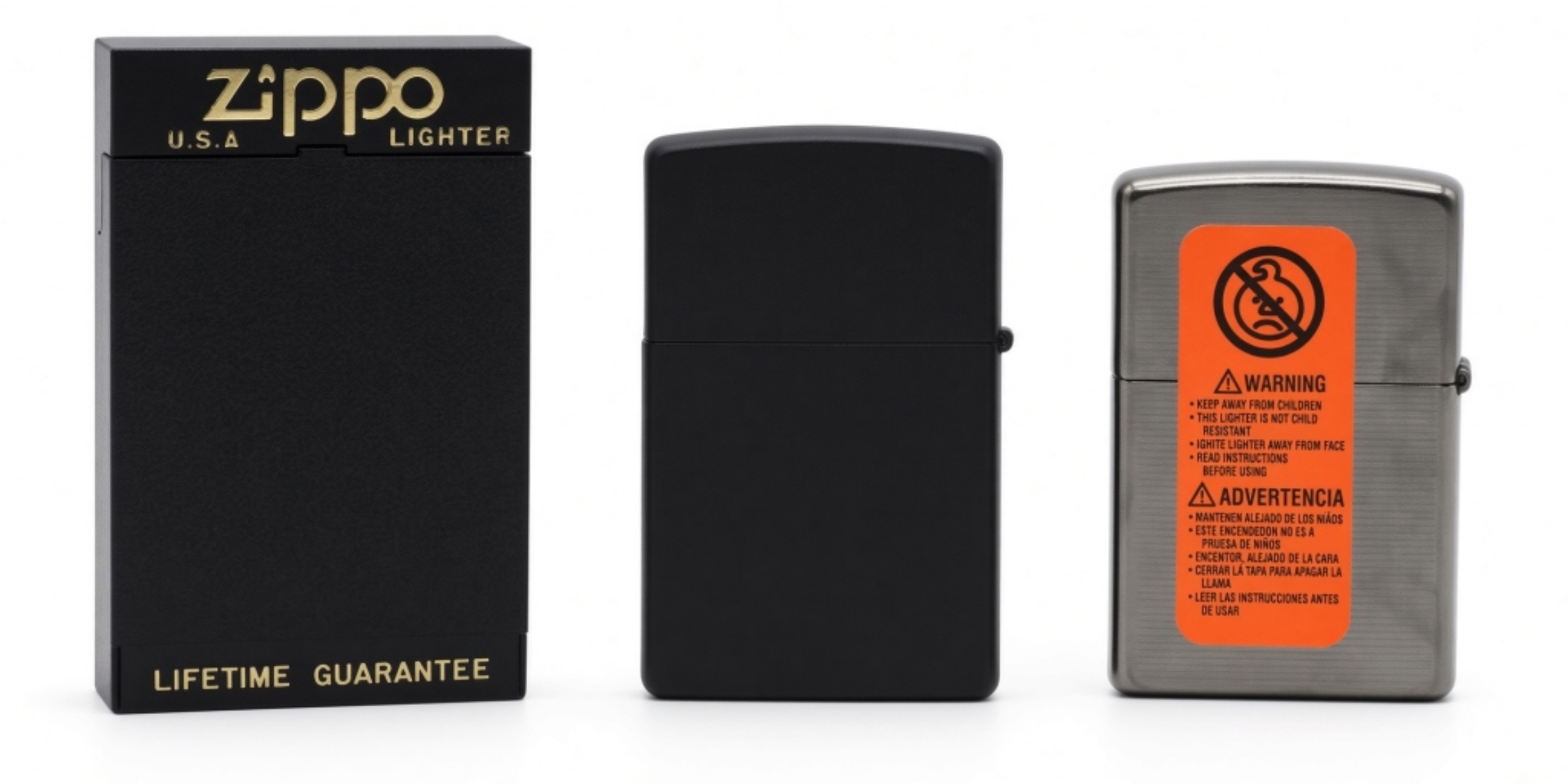 (2) Zippo's Black Matte & Brushed 2005
