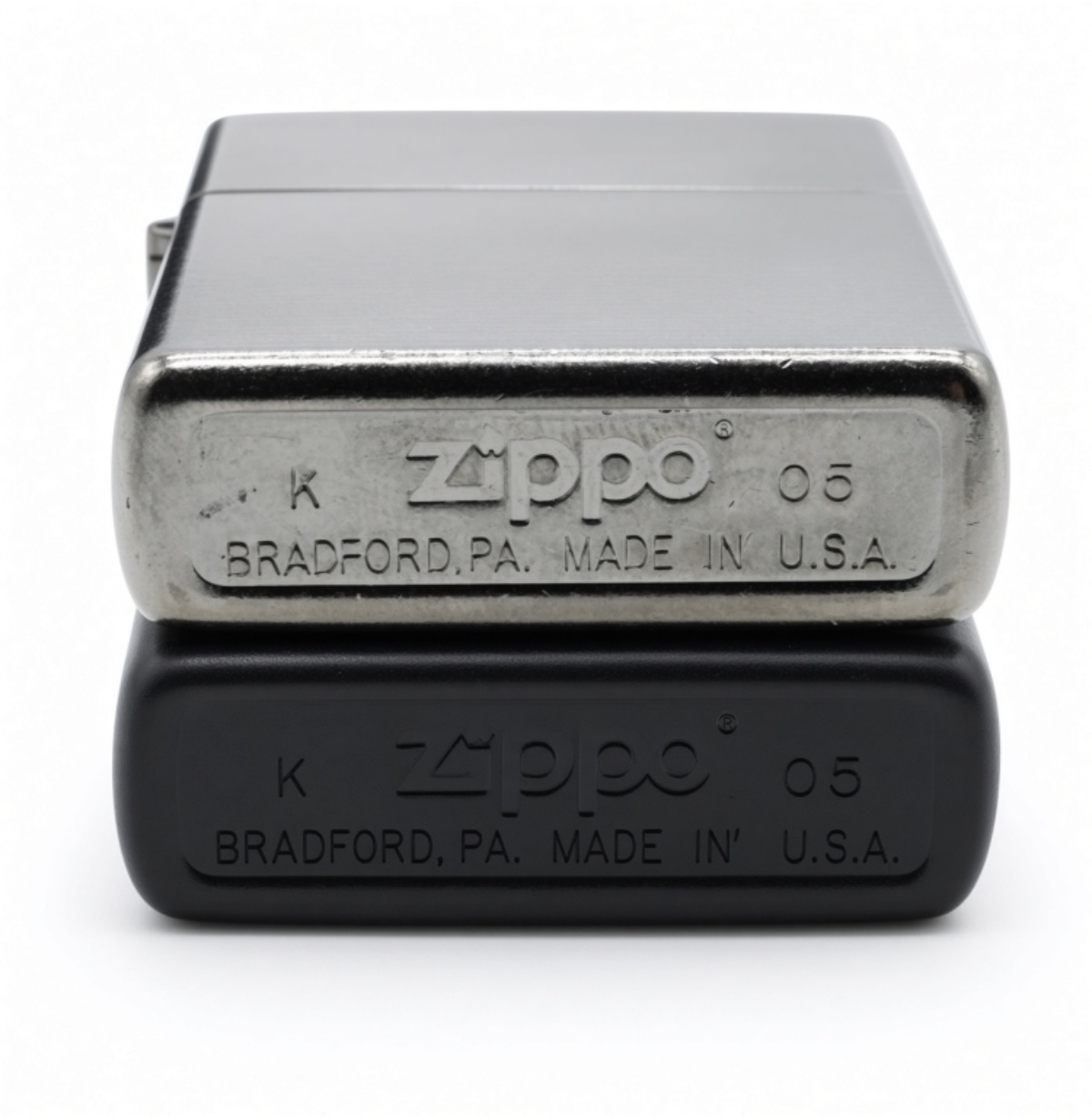 (2) Zippo's Black Matte & Brushed 2005