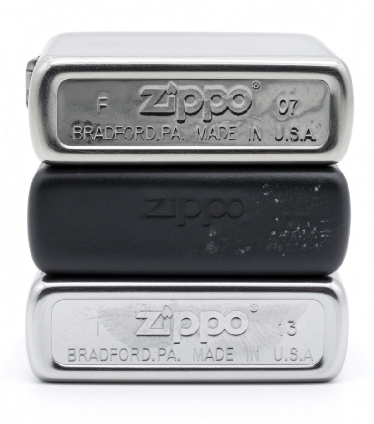 (3) Zippo Lighters Compass & Street Chrome