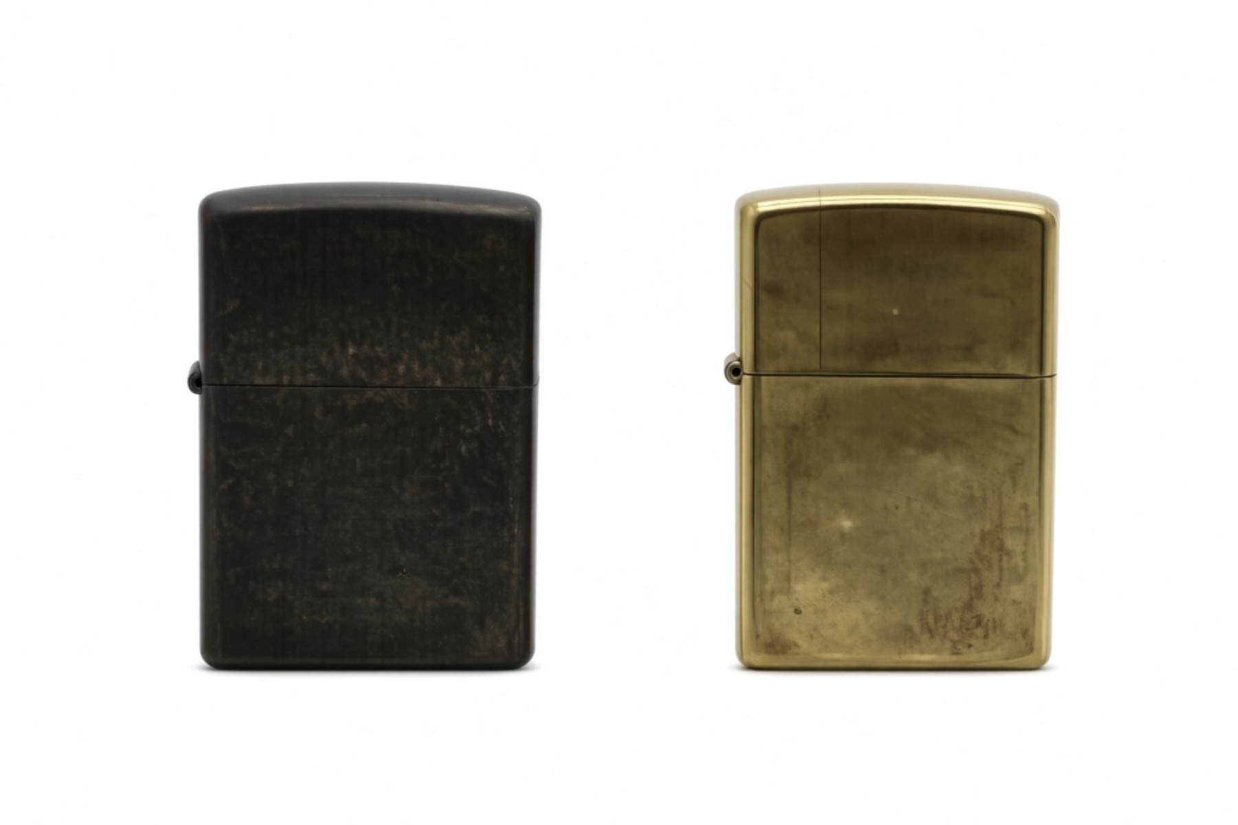 2001 Zippo Lighter Pair, One Fired One Unfired