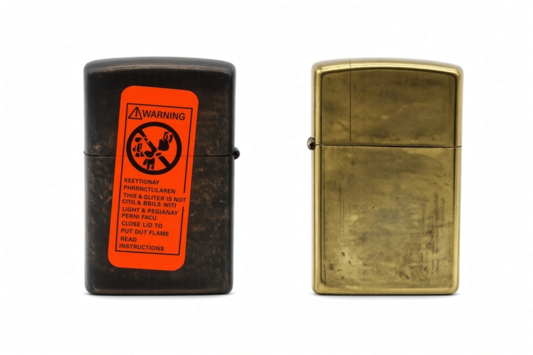 2001 Zippo Lighter Pair, One Fired One Unfired