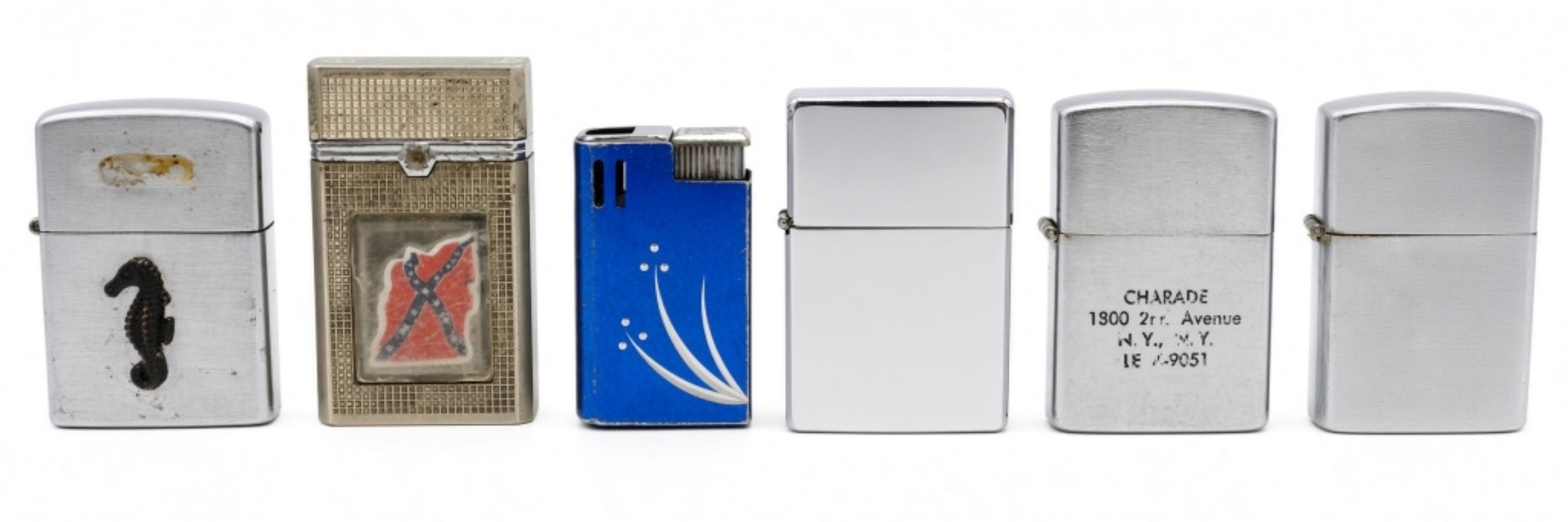 Lot of 6 Vintage Lighters, Various Brands