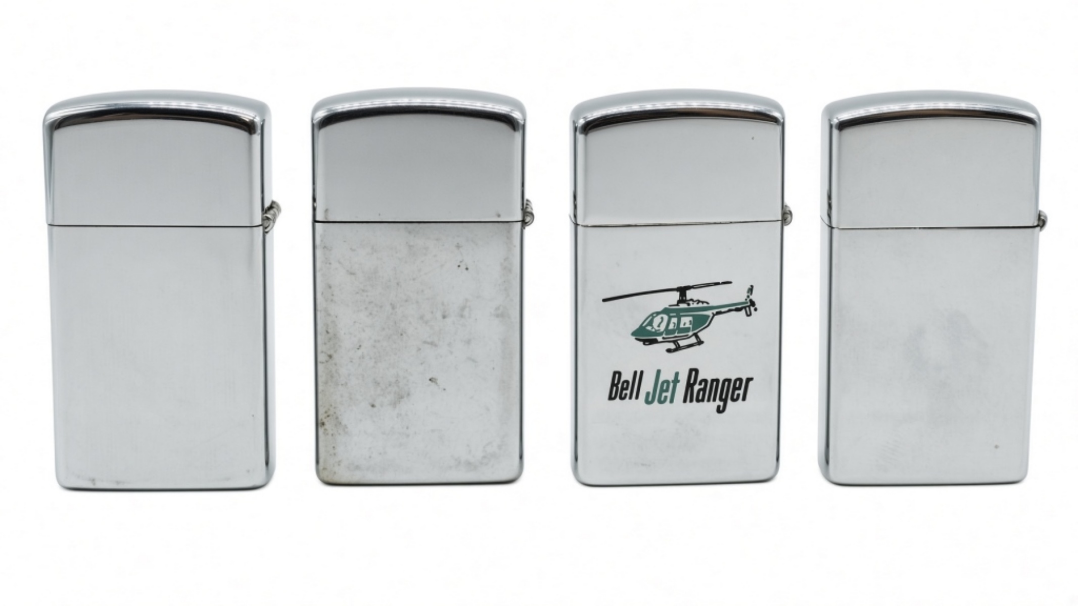 Set of 4 Slim Zippo Advertising Lighters