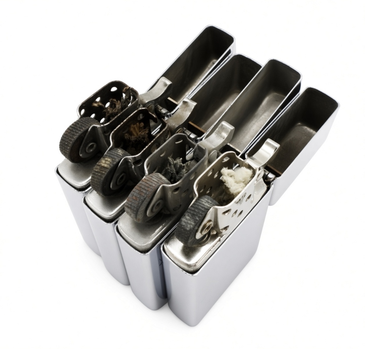 Set of 4 Slim Zippo Advertising Lighters