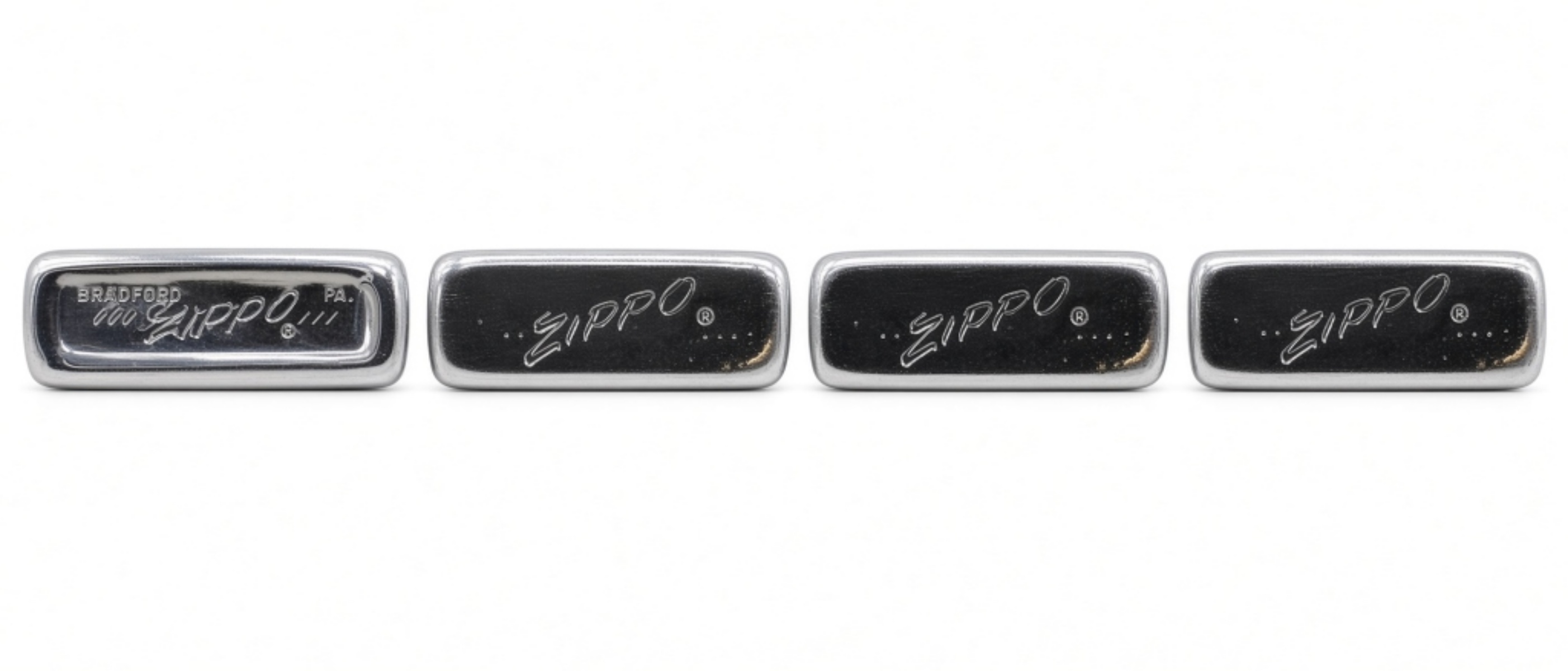 Set of 4 Slim Zippo Advertising Lighters