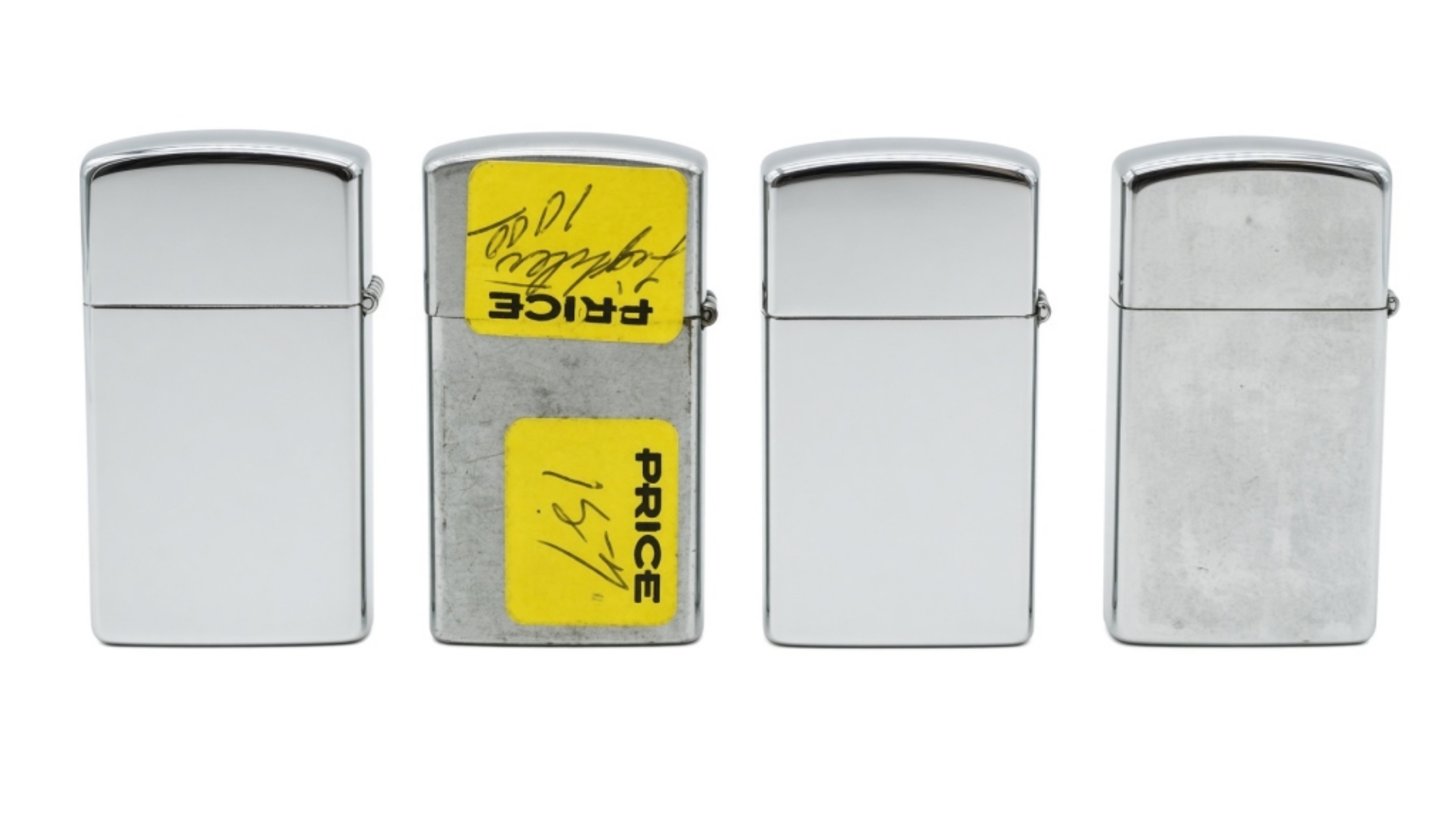 Lot of 4 Slim Zippo Lighters, Advertising