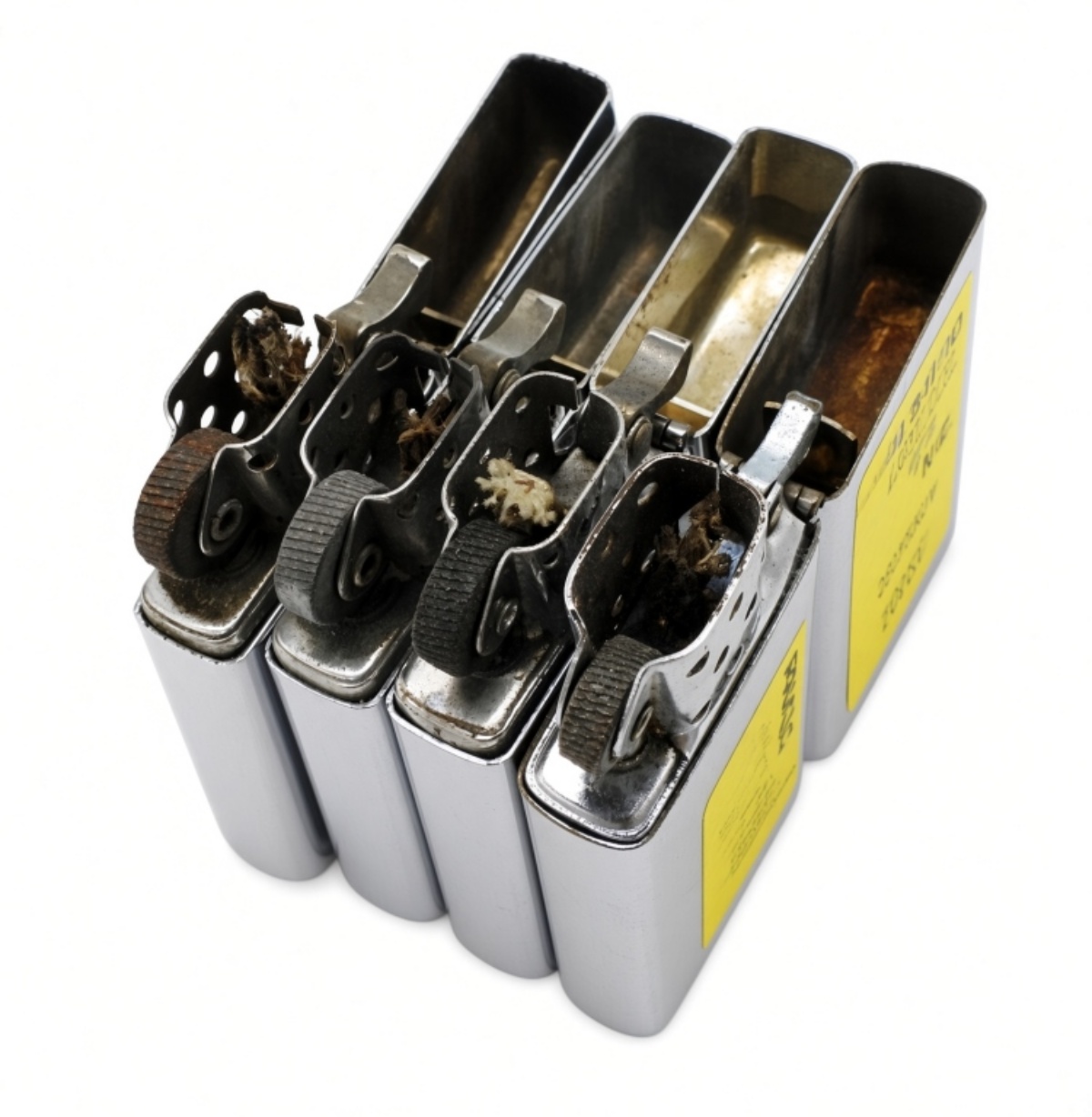 Lot of 4 Slim Zippo Lighters, Advertising
