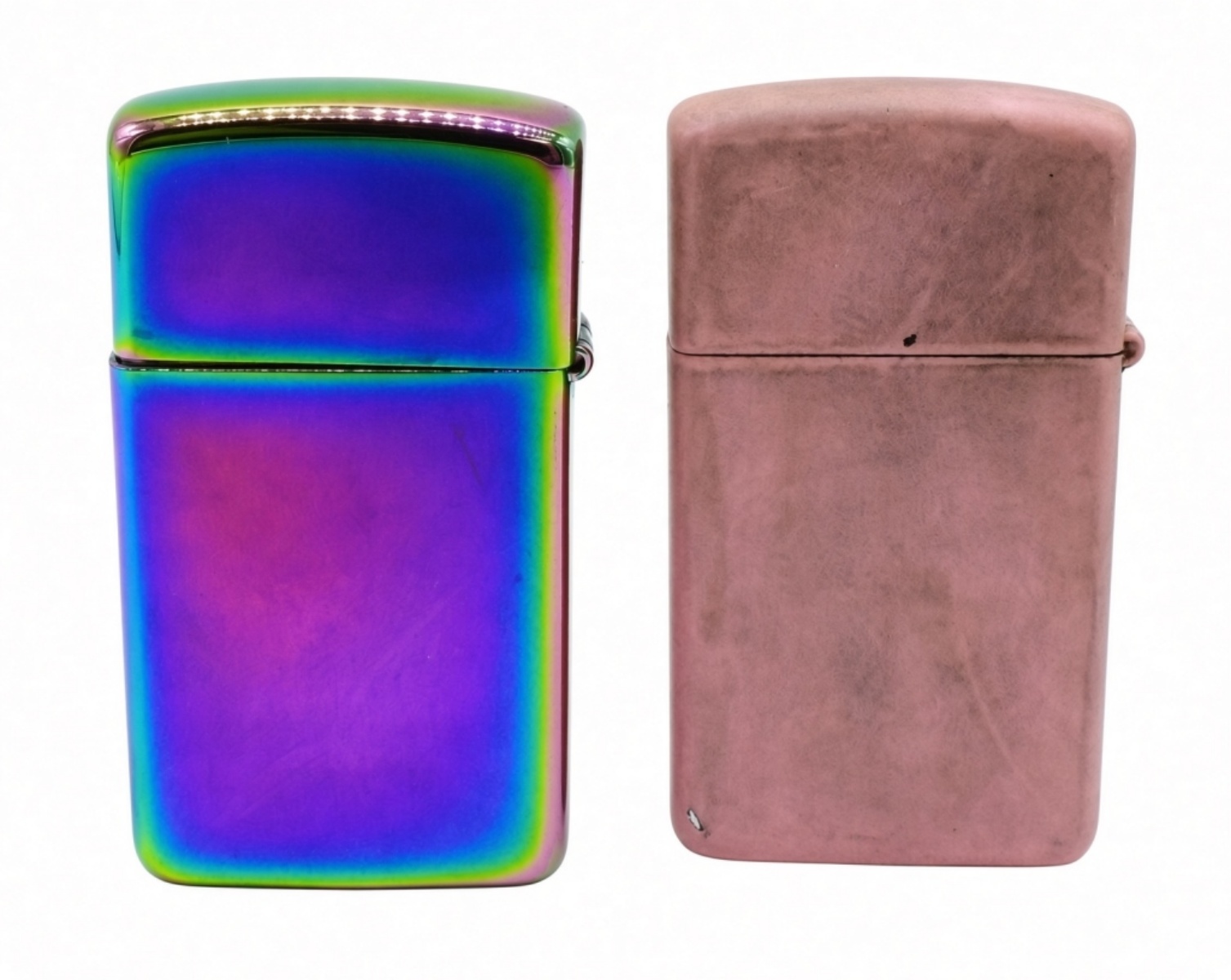 Two Slim Zippo Lighters, Playboy & Spectrum