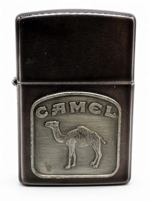 Zippo Camel Cigarettes Advertising Lighter. Chrome-cased Zippo regular lighter with applied 