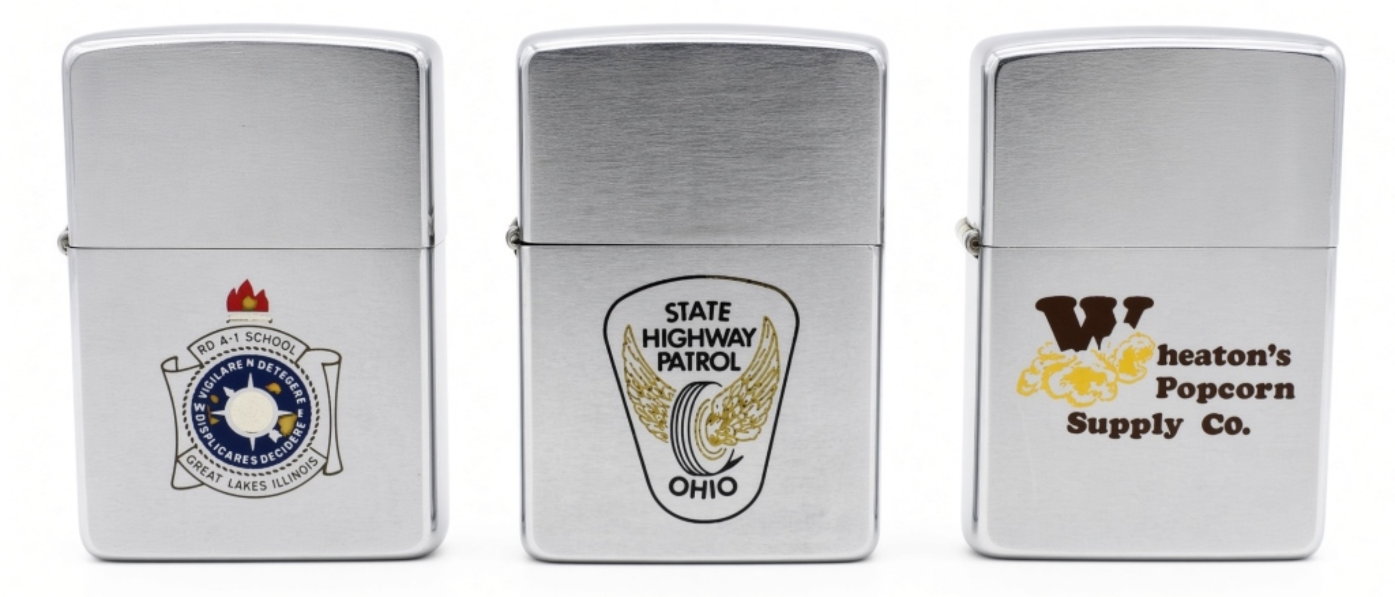 3 Zippo Advertising Lighters, Mixed Years