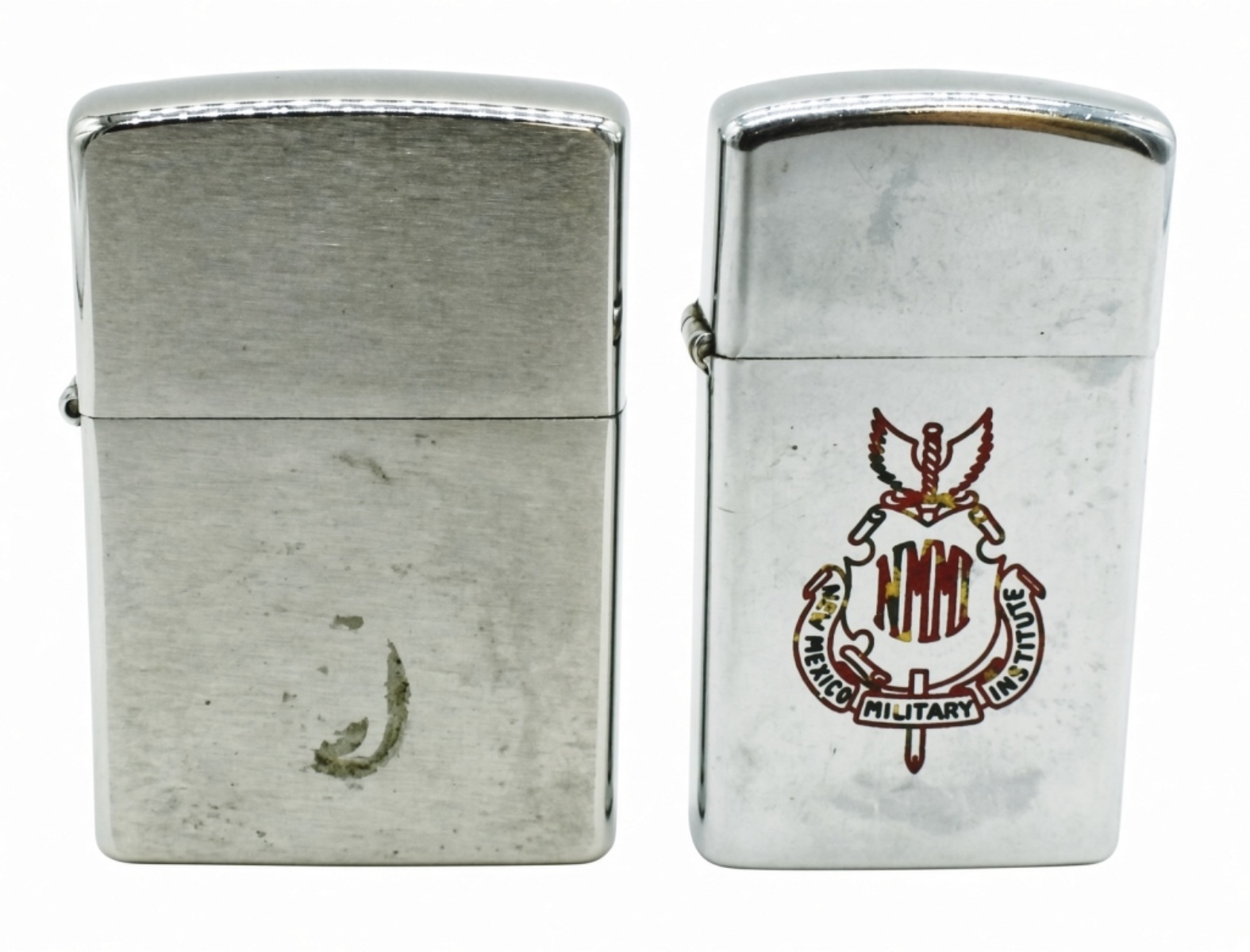 Zippo Lighters Pair, One Military, Slim & Regular
