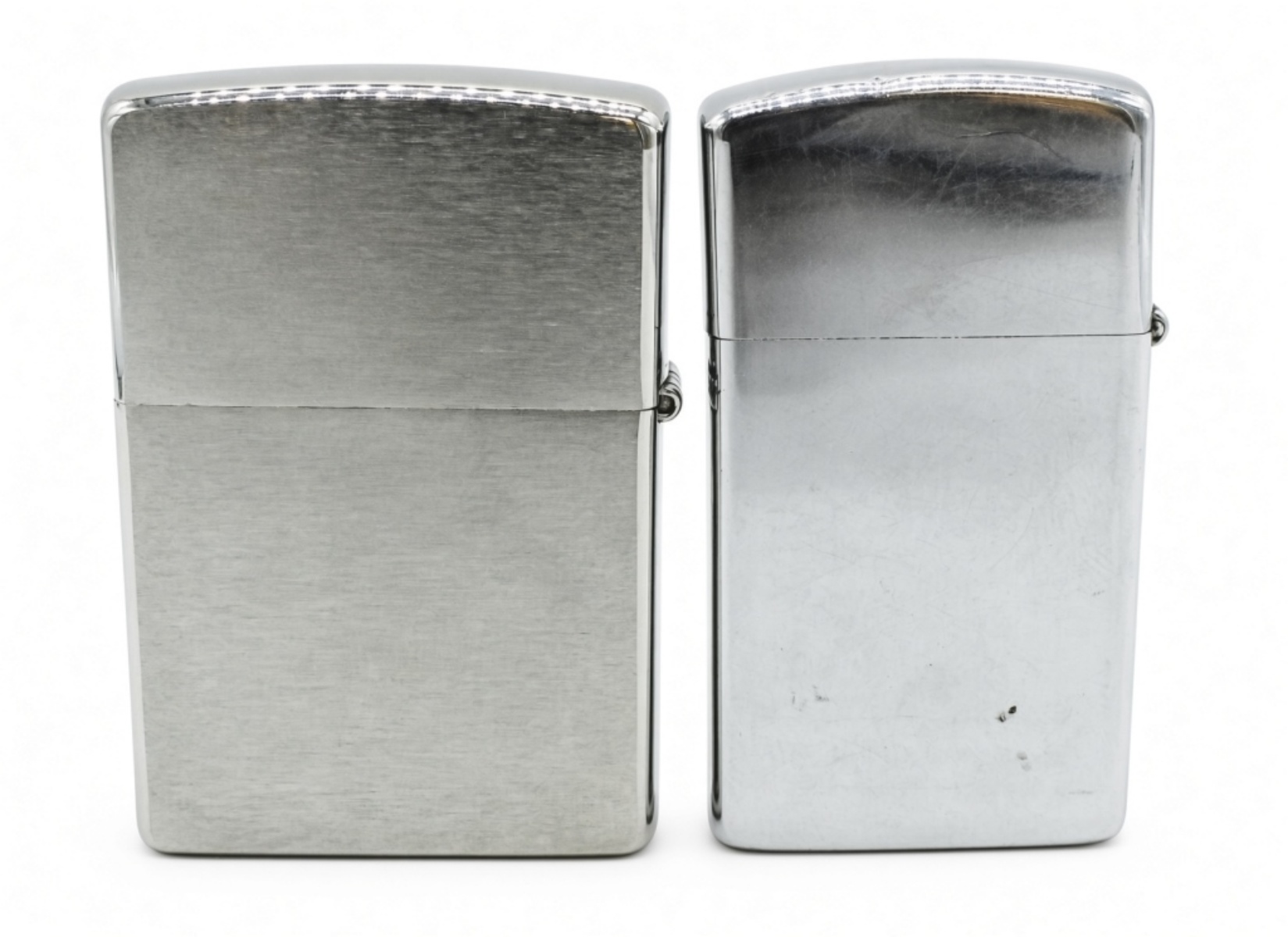 Zippo Lighters Pair, One Military, Slim & Regular