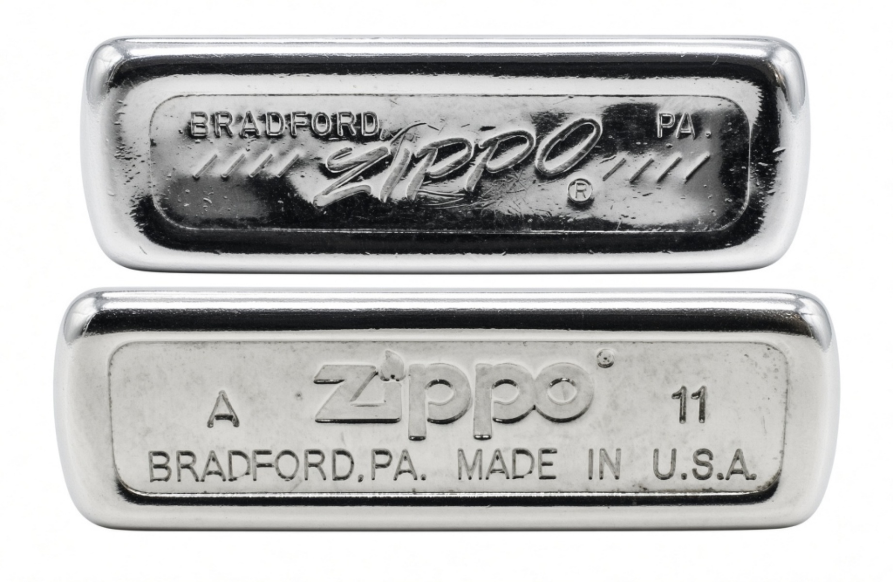 Zippo Lighters Pair, One Military, Slim & Regular