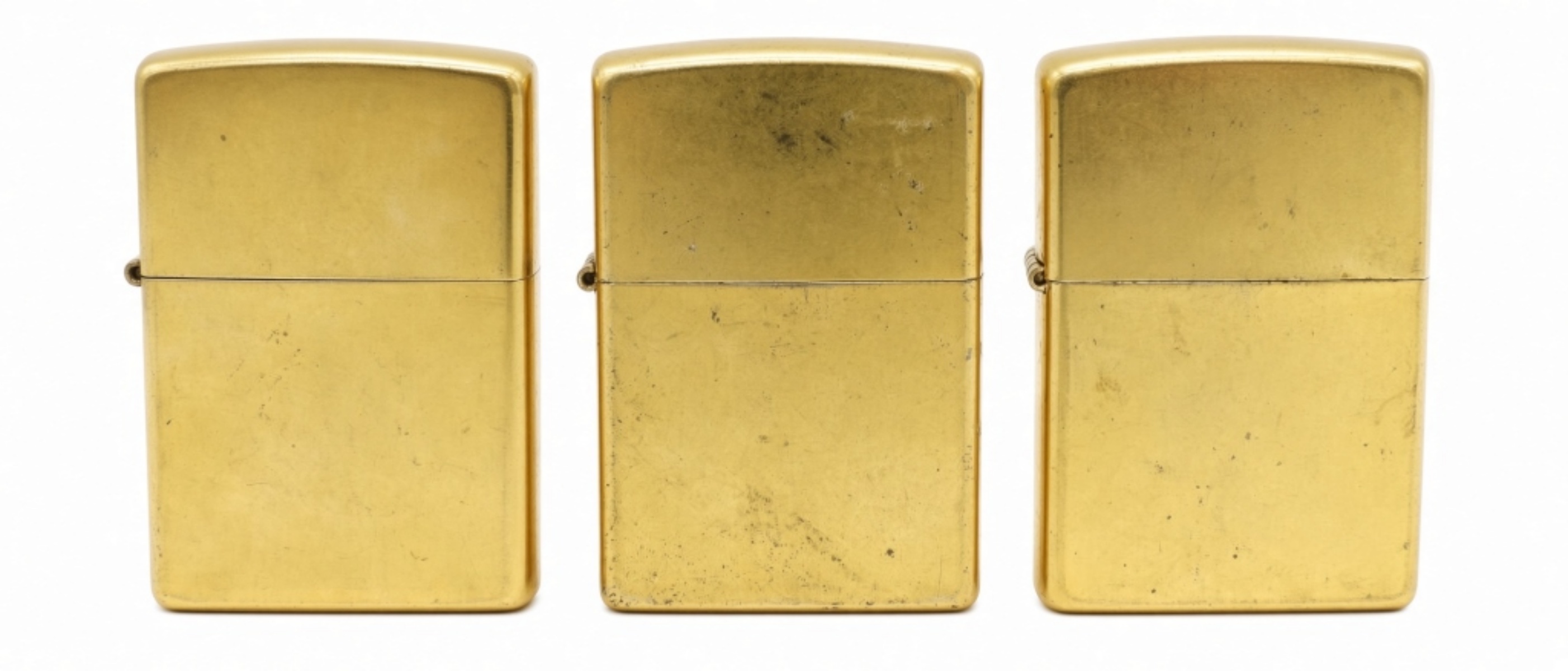 Set of 3 Zippo Brass Lighters, 2003-2004