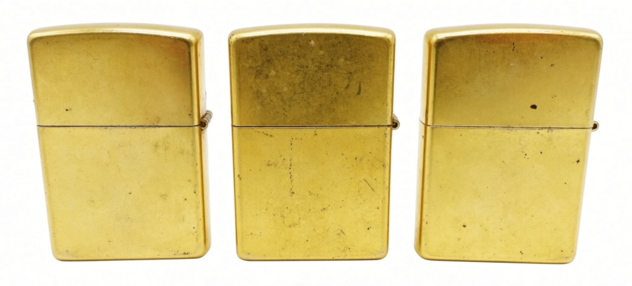 Set of 3 Zippo Brass Lighters, 2003-2004