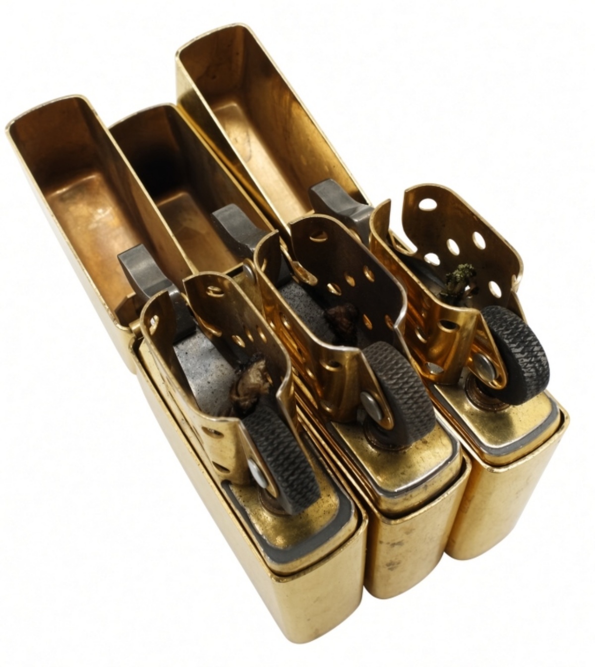 Set of 3 Zippo Brass Lighters, 2003-2004