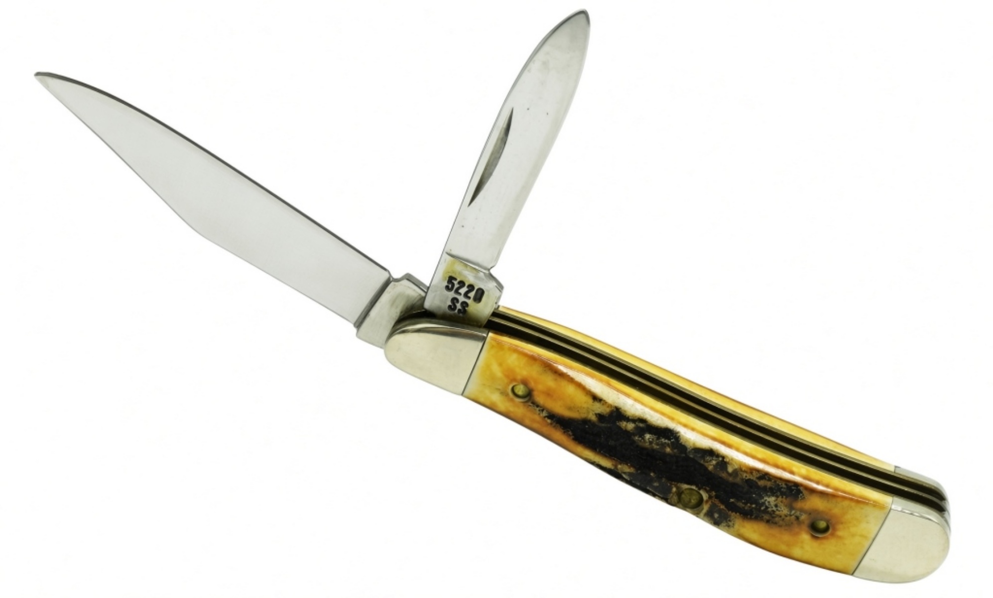 Case XX 5220 SS Trapper, Amber Bone Handles