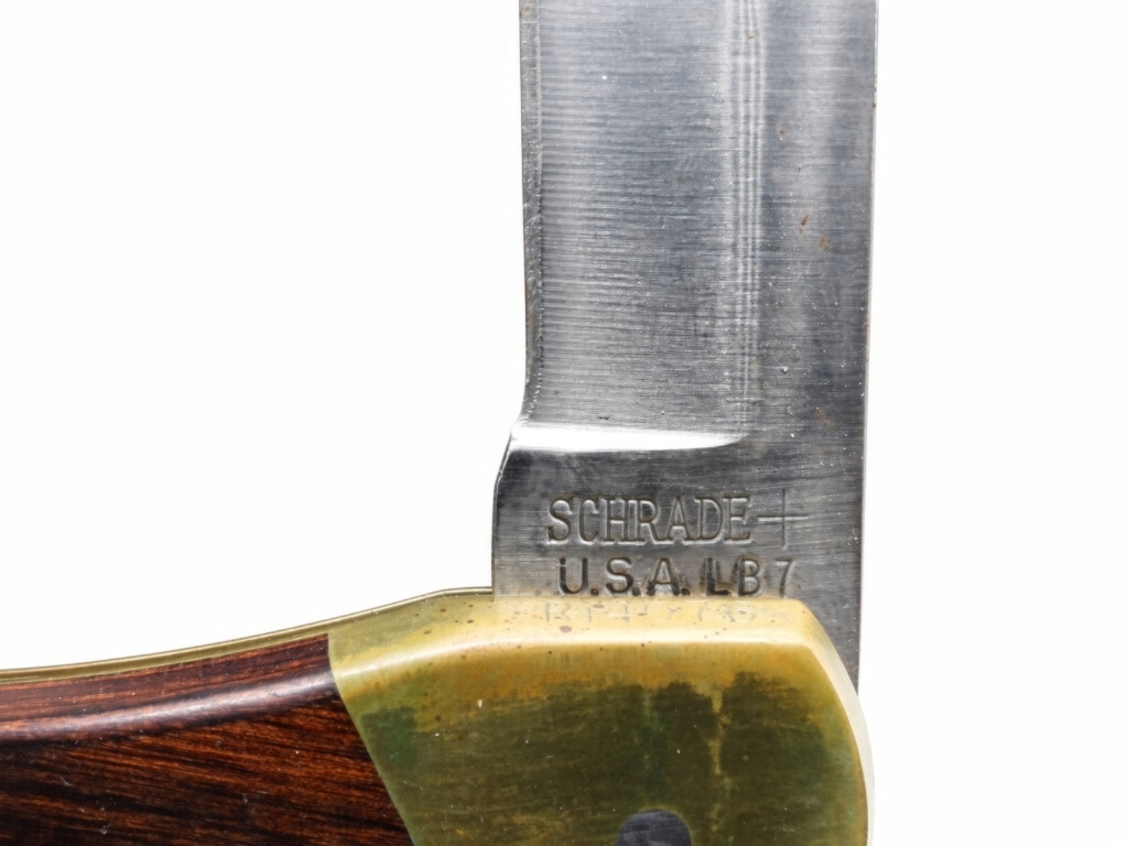 Schrade+ LB7 Folding Knife with Leather Sheath