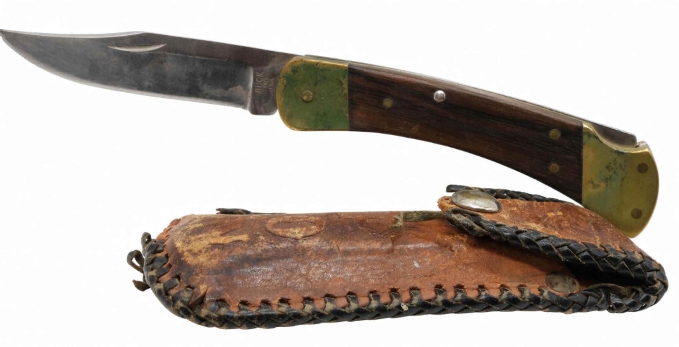 Buck Hunter Knife with Leather Sheath
