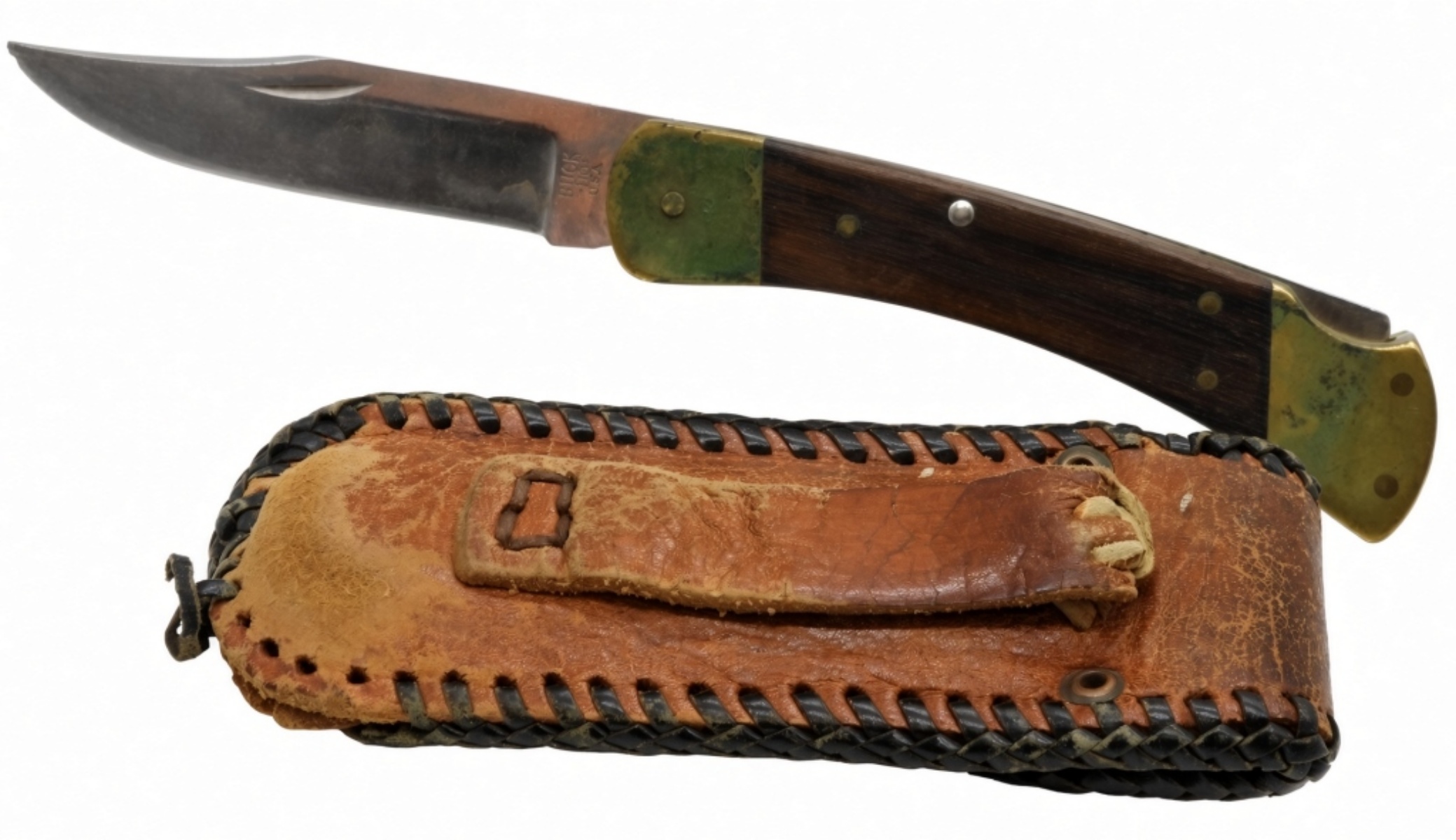 Buck Hunter Knife with Leather Sheath