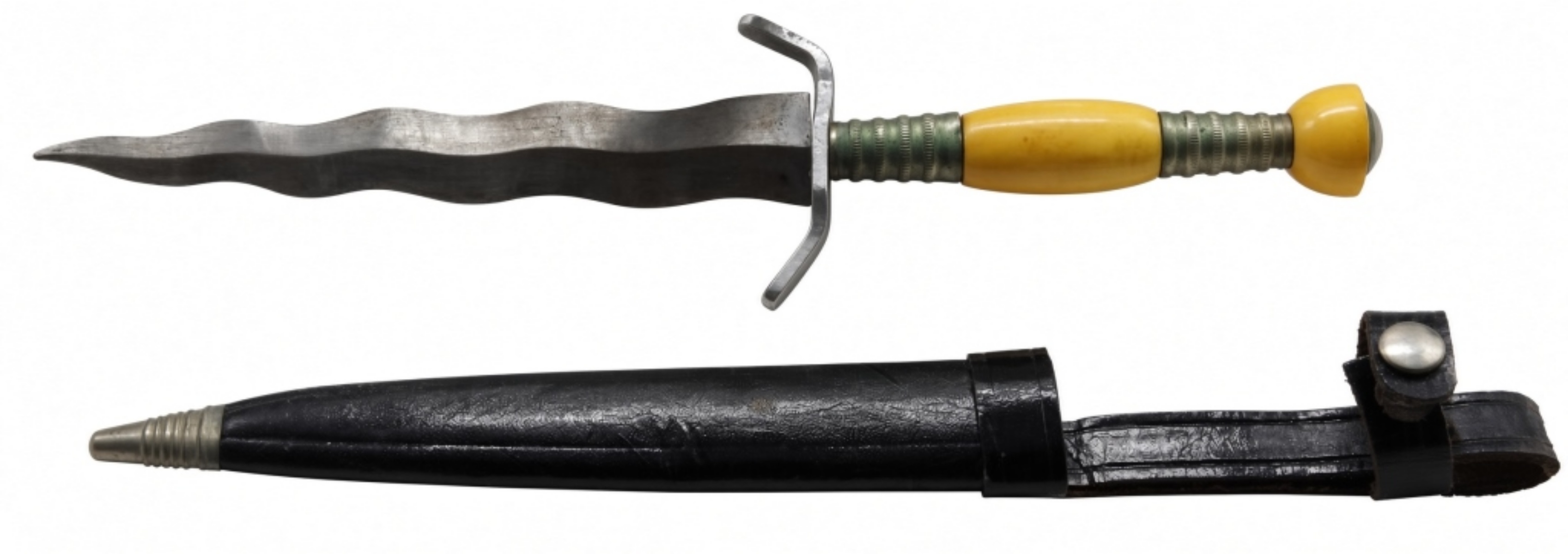 Fighting Knife with Yellow Handle & Sheath