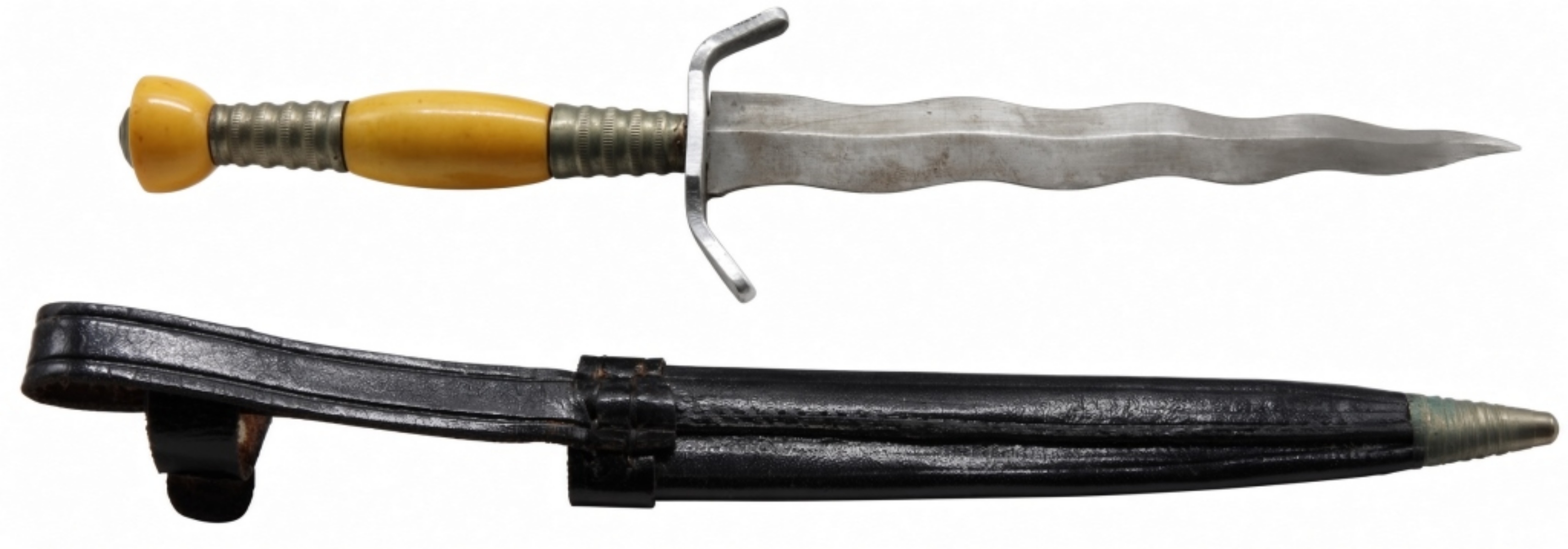 Fighting Knife with Yellow Handle & Sheath