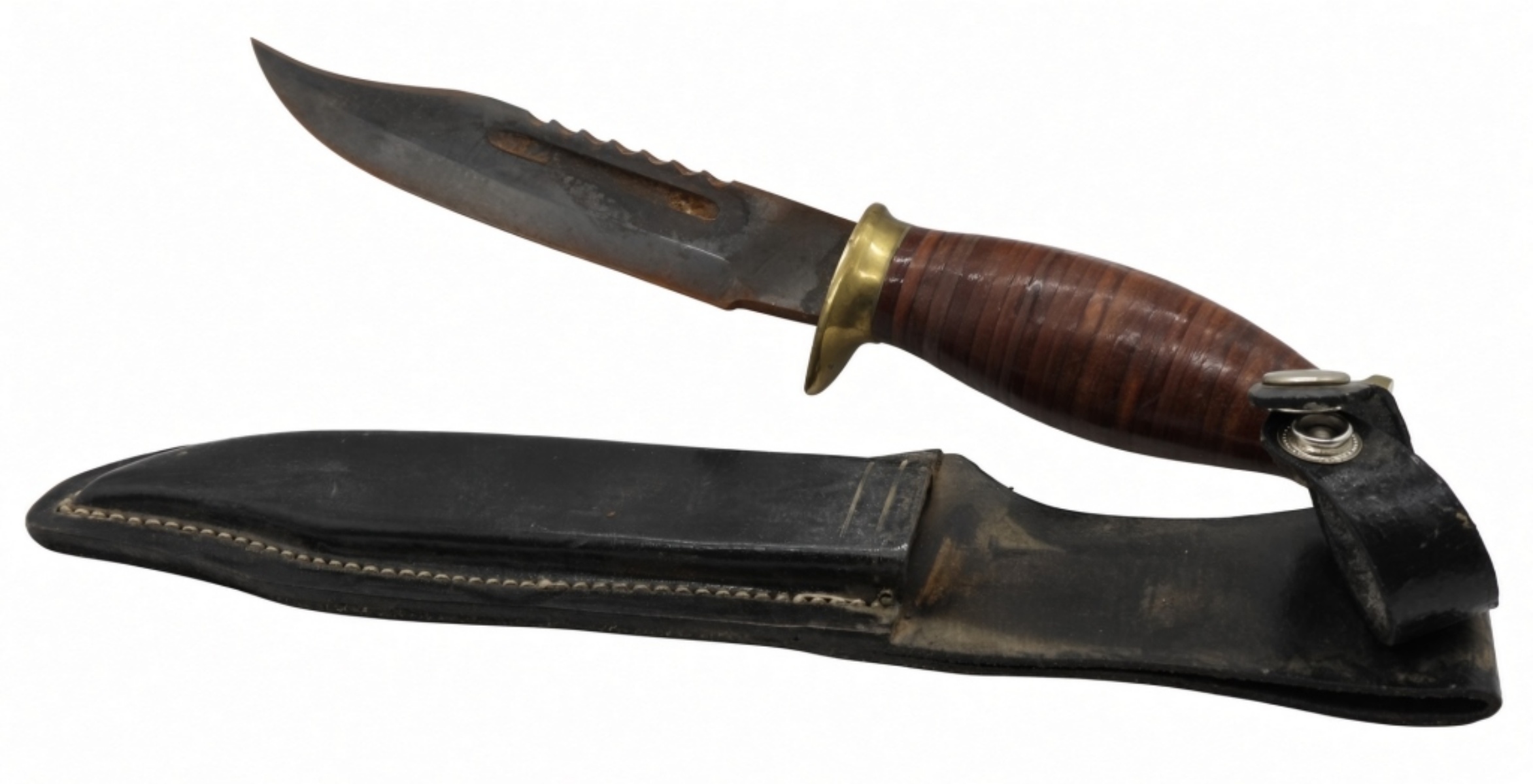 Military Fighting Knife with Leather Sheath