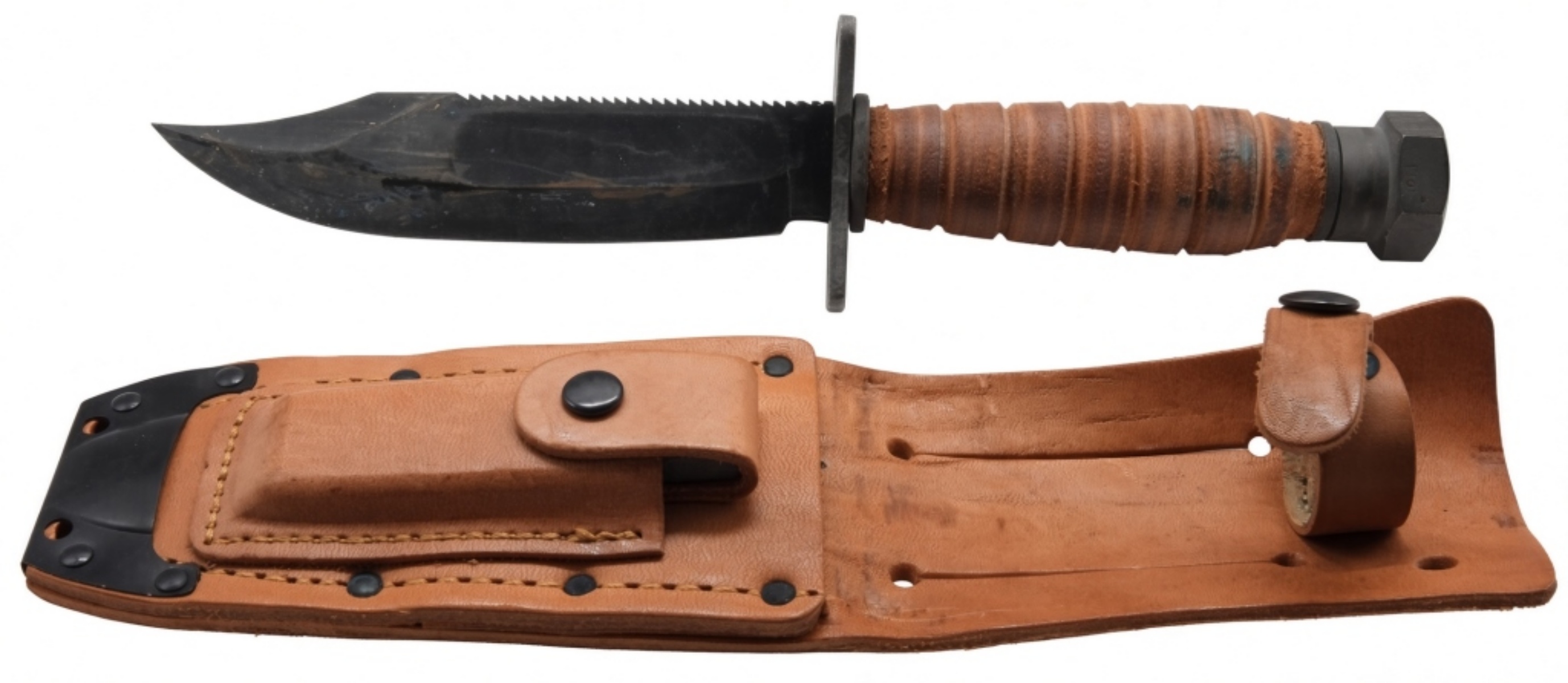 Military Fighting Knife with Leather Sheath