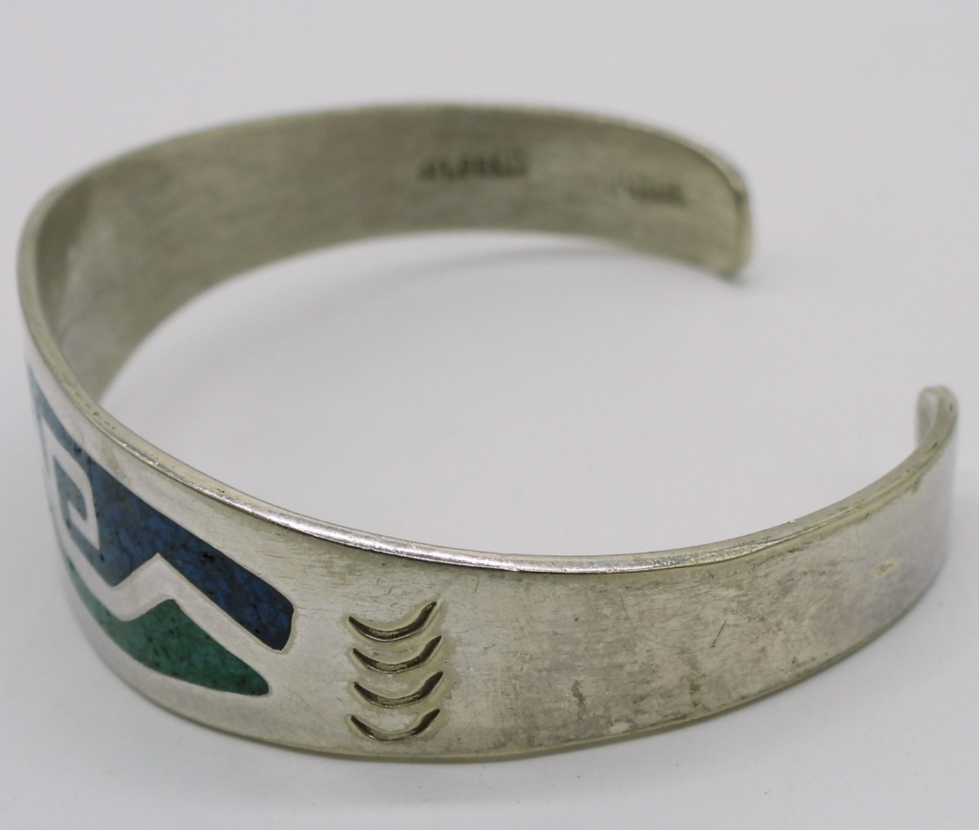 Alpaca Mexico Cuff Bracelet, Stone Inlay
