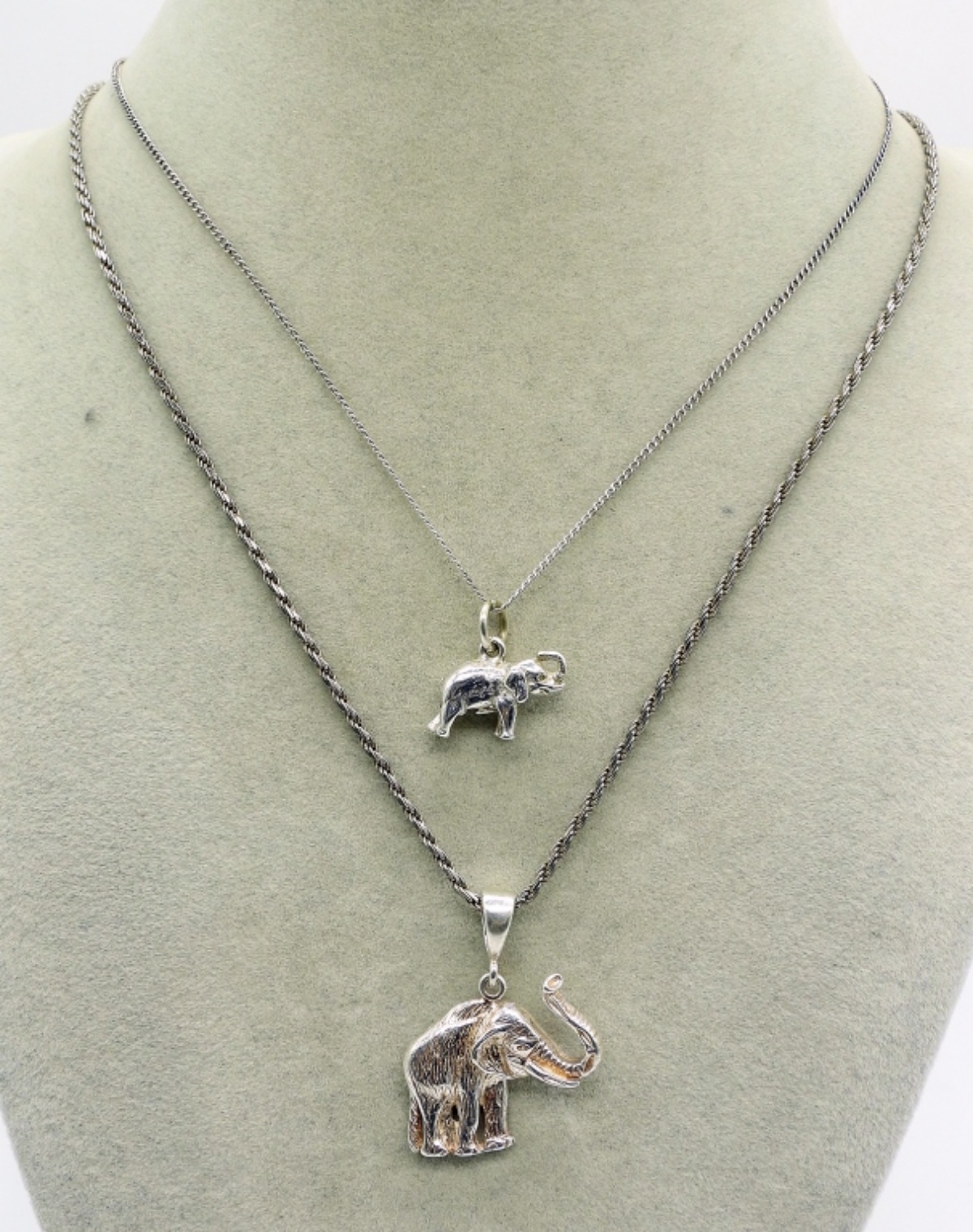 Two Sterling Silver Elephant Pendants